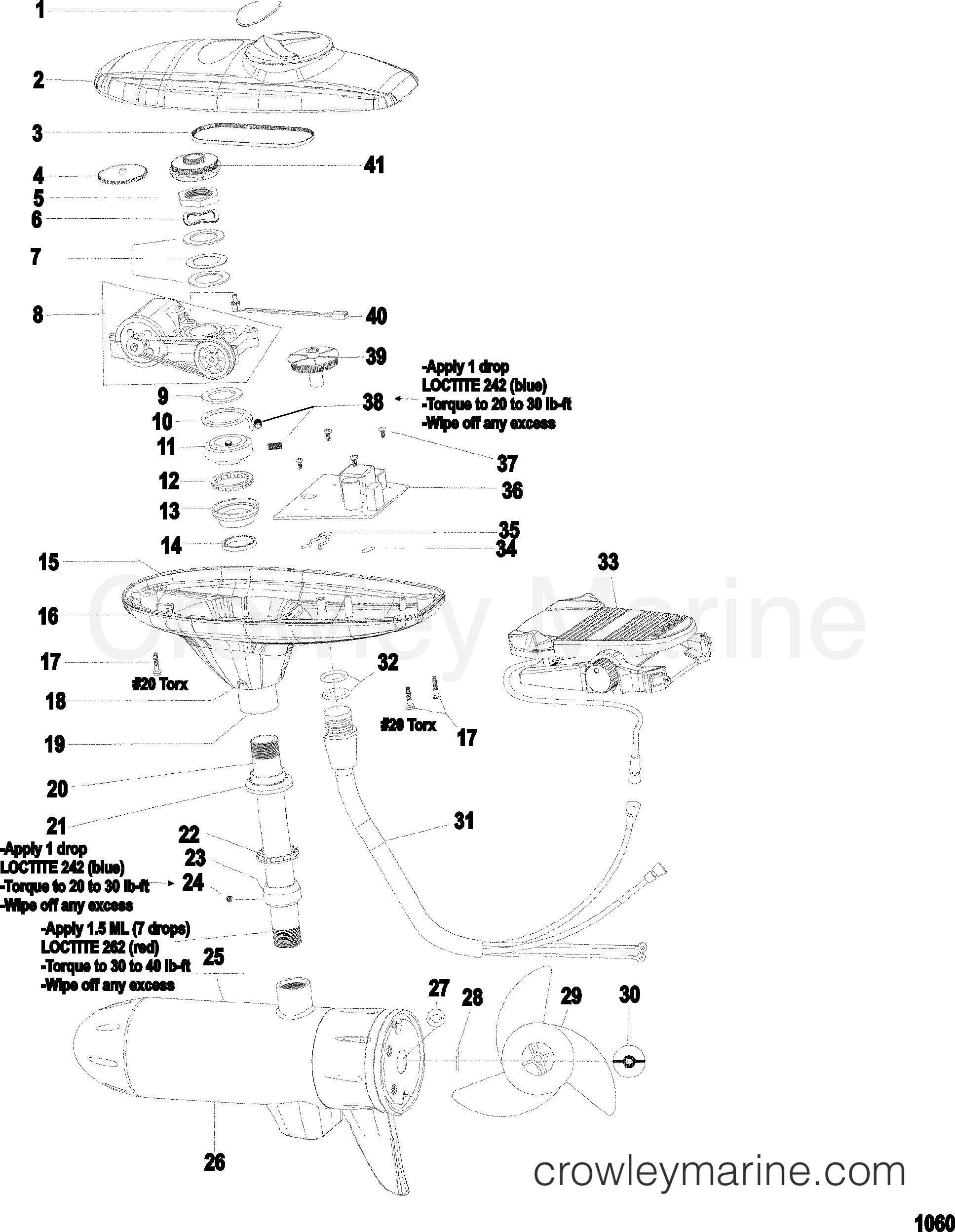 COMPLETE TROLLING MOTOR(MODEL EX54SP / EXP54SP) (12 VOLT) 2000