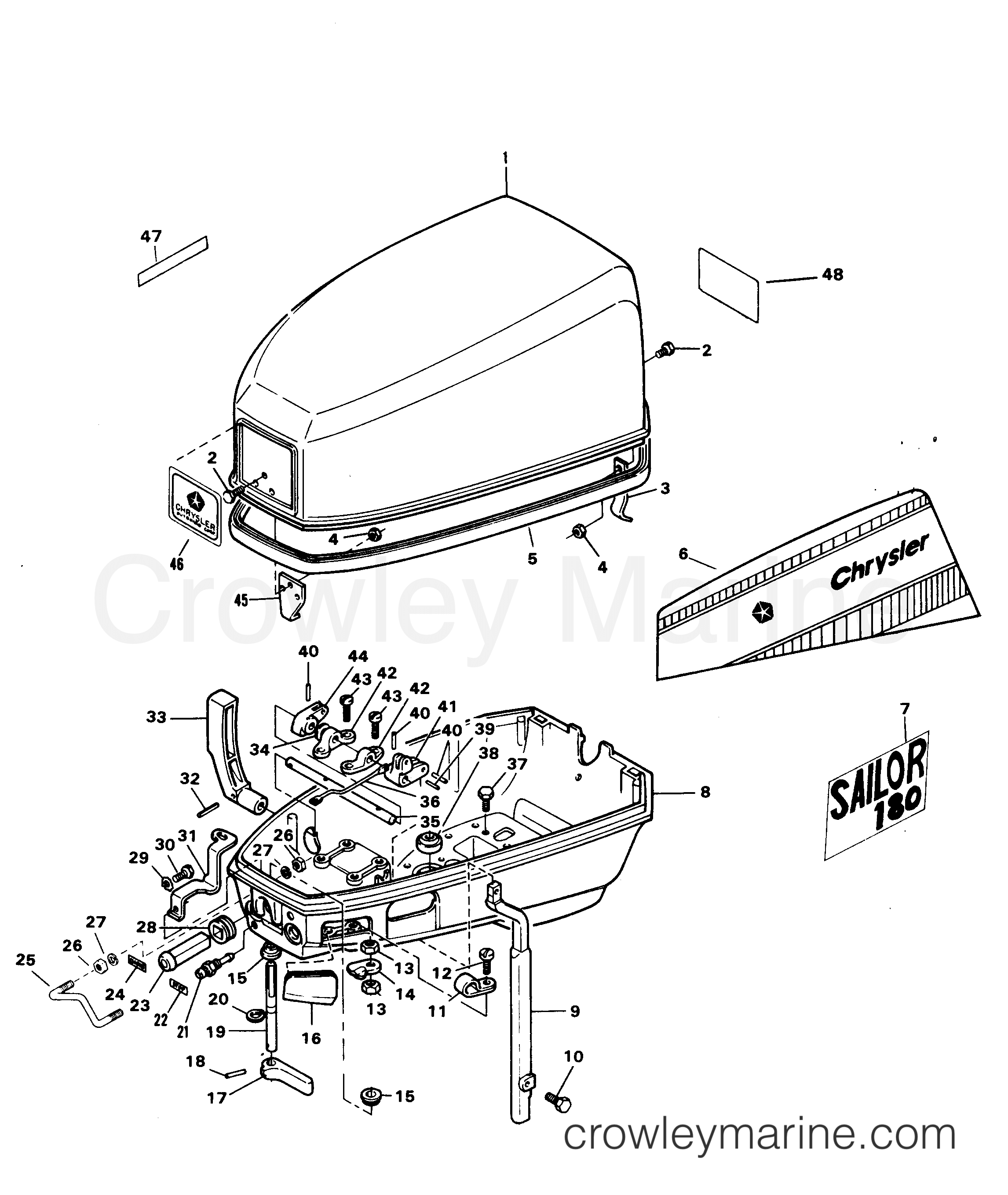 1984 Outboard 7.5 - 71C4E - ENGINE COVER AND SUPPORT PLATE