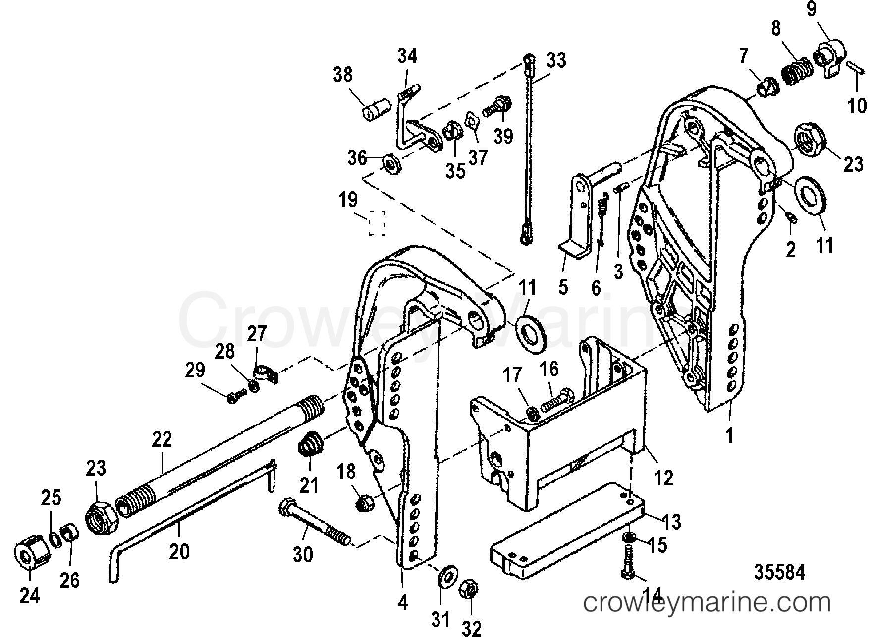 1998 Outboard 60 [ELPTO] - 7060412GD - TRANSOM BRACKET, ELECTRIC
