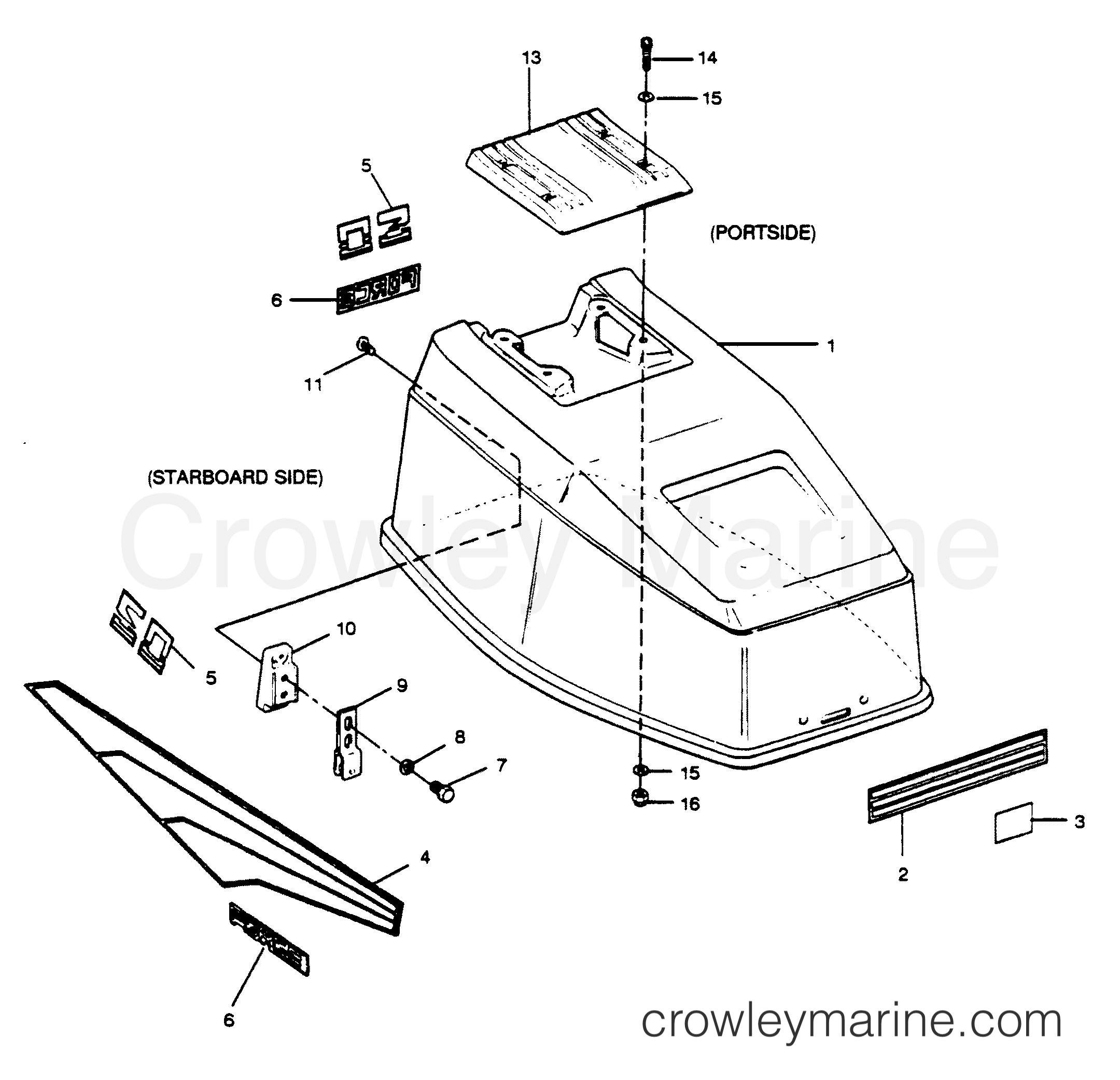 1989 Outboard 50 - 507A9B [Force] - ENGINE COVER MAXUM MODELS