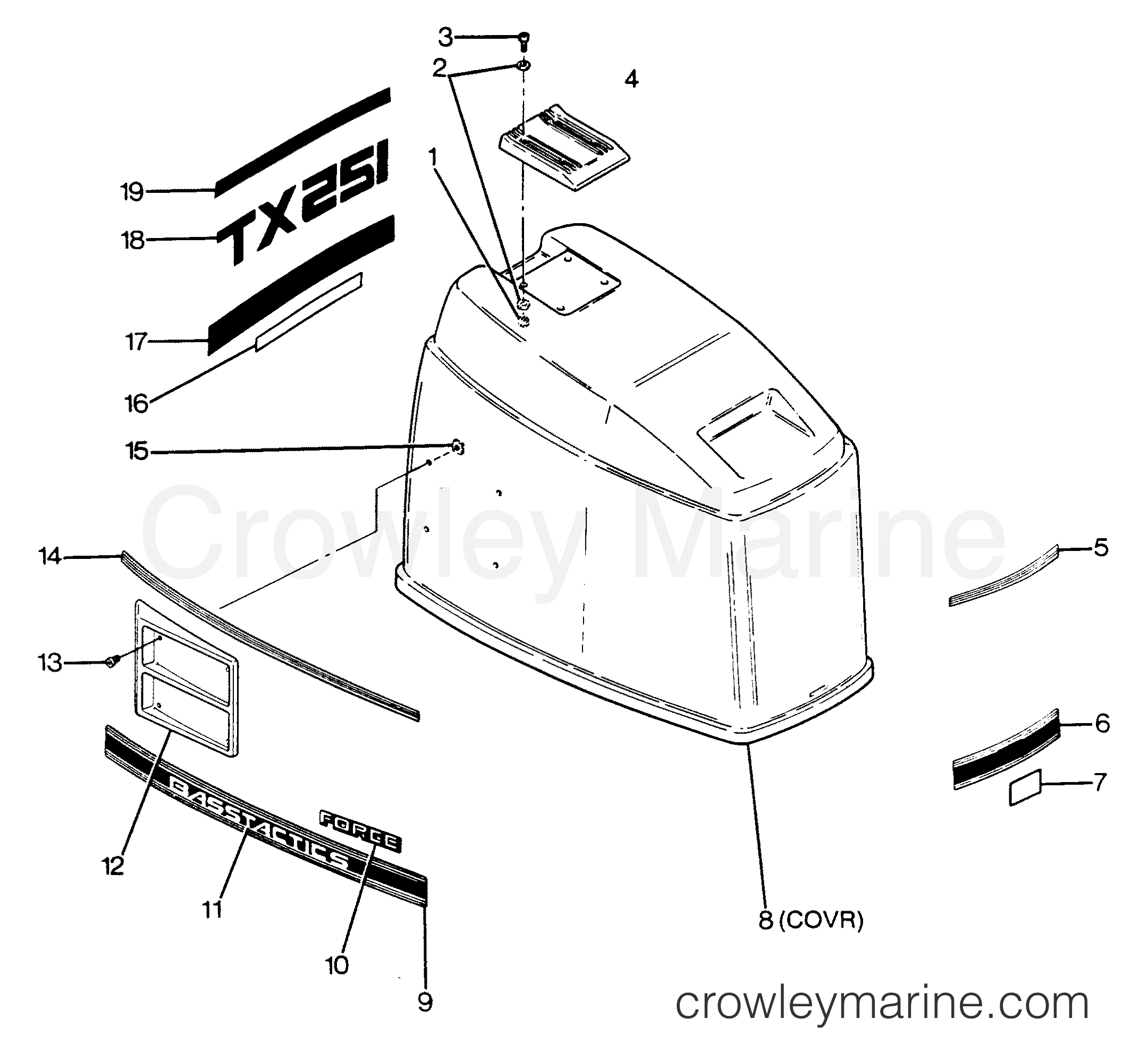 1988 Outboard 125 - 1258D8B [Force] - ENGINE COVER CAJUN MODELS