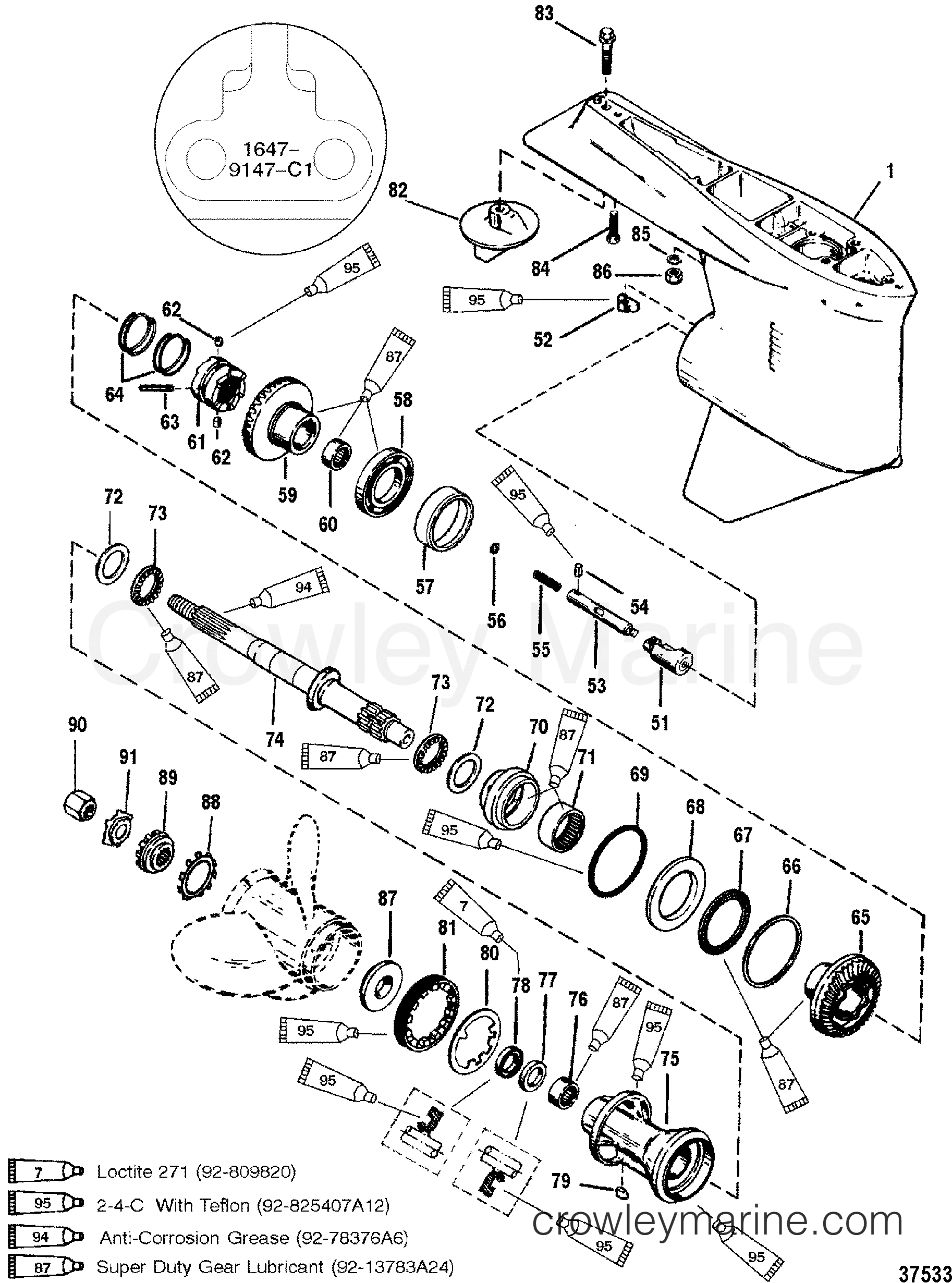GEAR HSG(PROP SHAFT)(CNTR ROTATION) (S/N0G437999, BELOW) 1996
