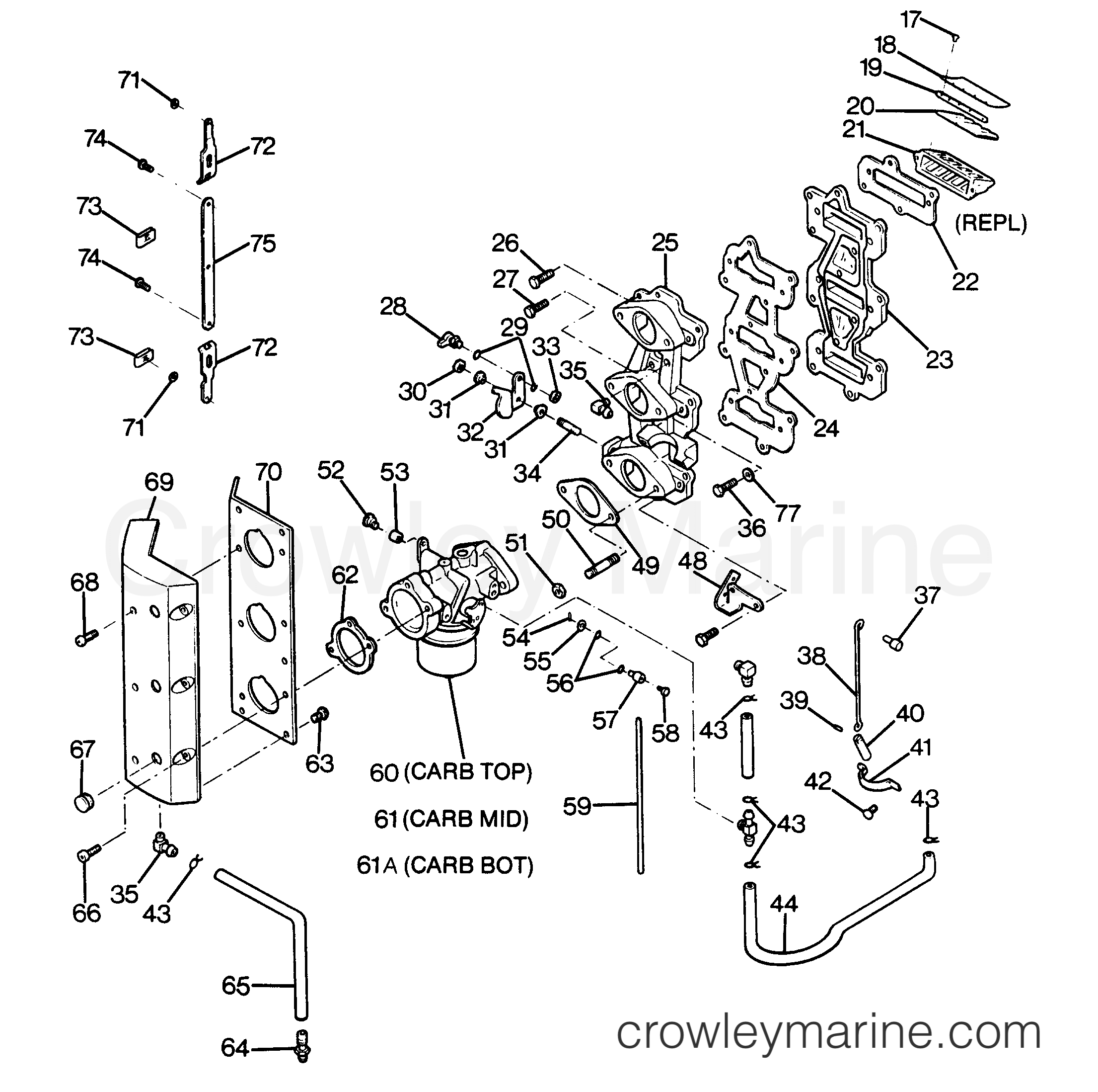 1988 Outboard 85 - 856D8A [Force] - ADAPTER AND REED PLATE