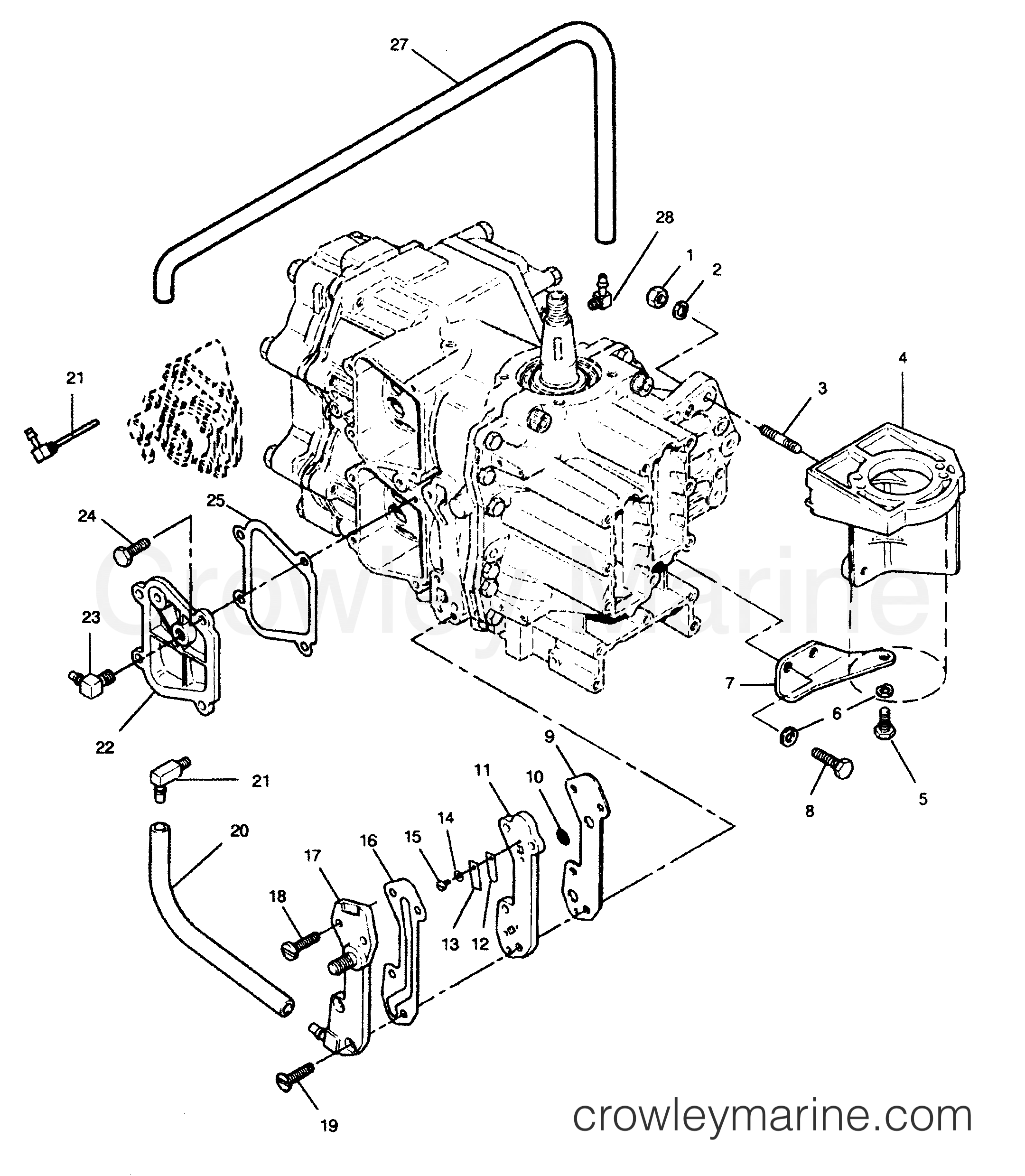 1991 Outboard 50 - 507A91Z [Force] - RECIRCULATION SYSTEM AND STARTER BRACKETS