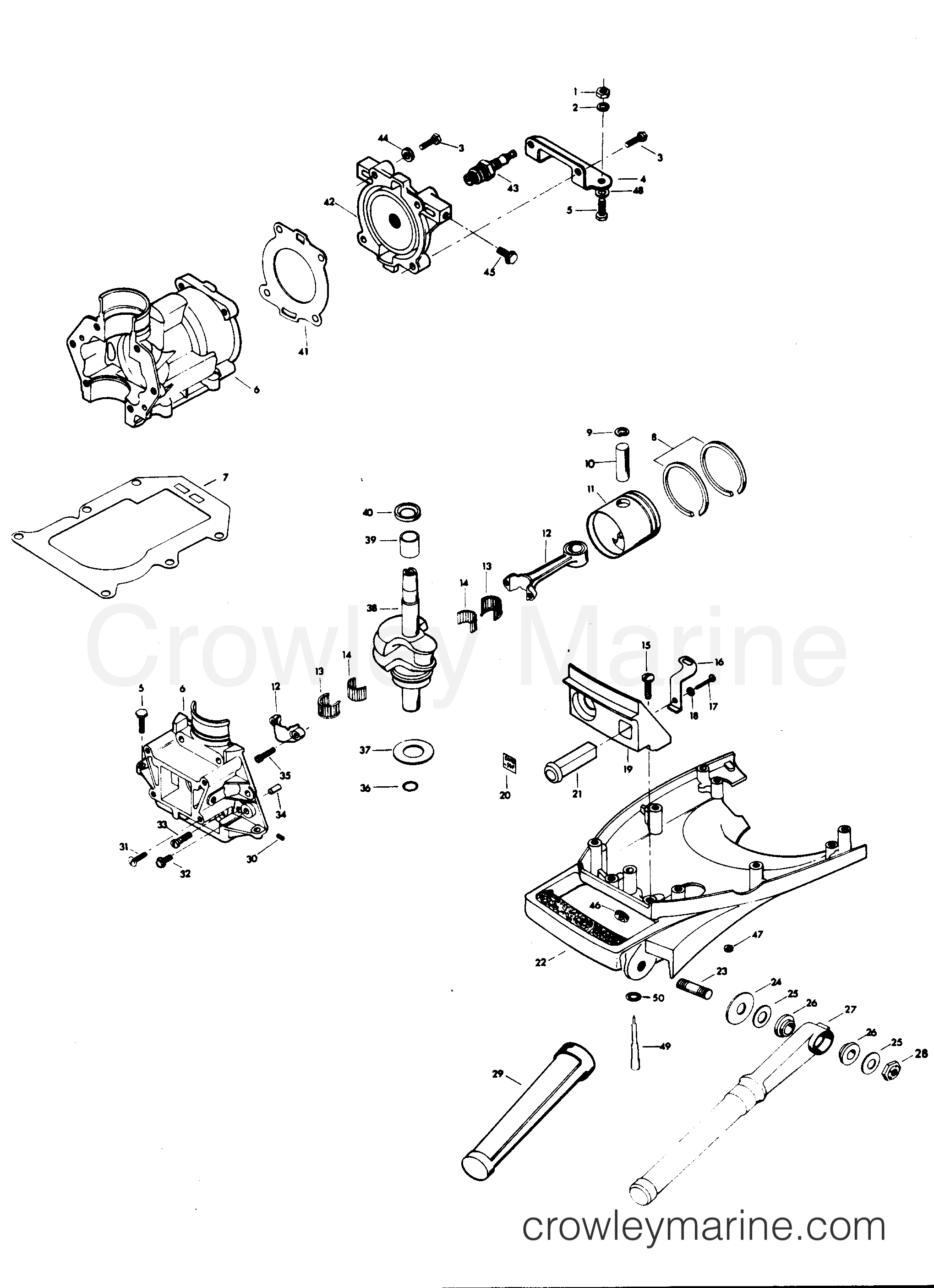 1978 Outboard 4 - H0042B78C - POWER HEAD AND SUPPORT PLATE