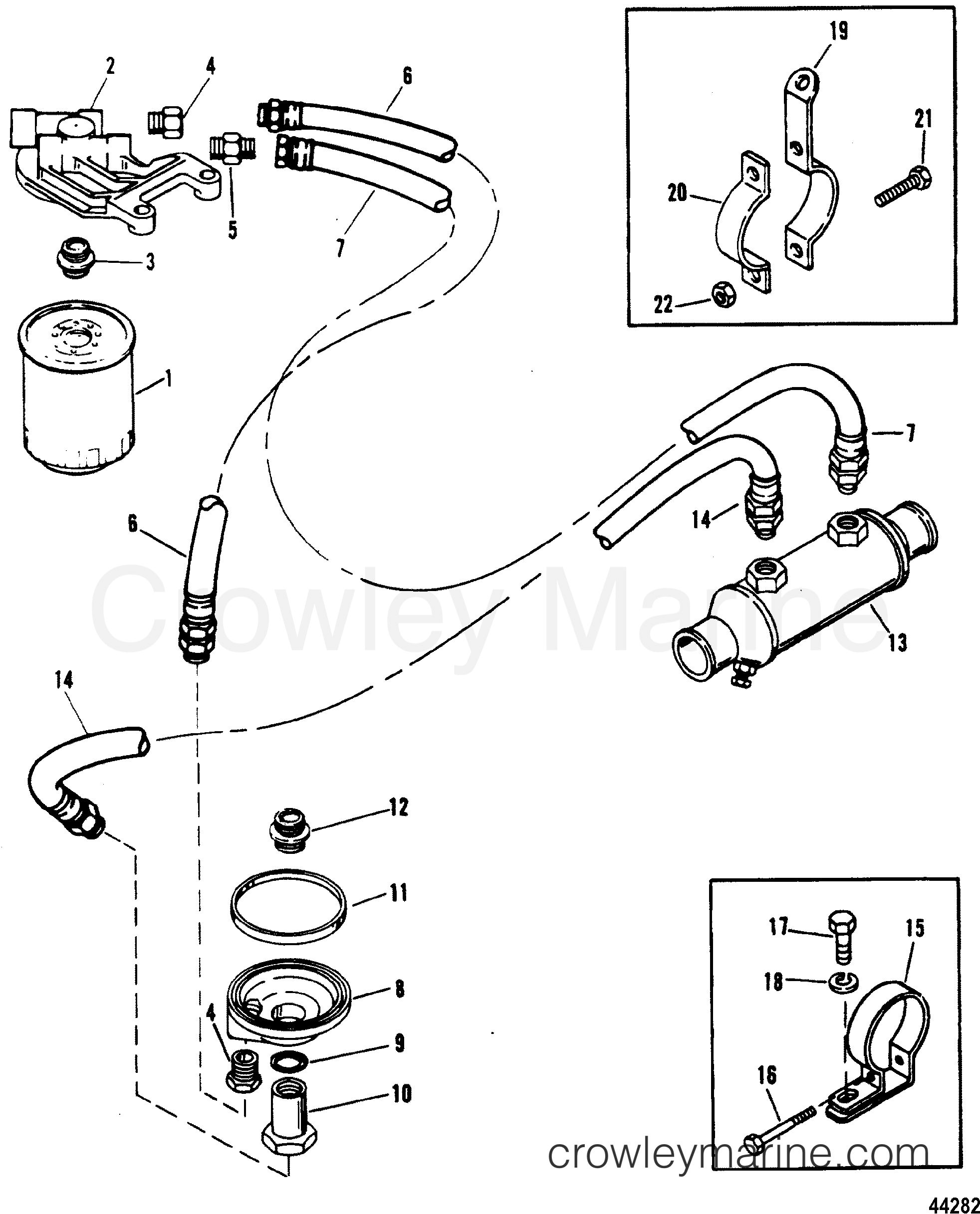 1993 Mercury Inboard Engine 7.4L - 3742223FS OIL FILTER AND ADAPTOR(S/N 0F160000 AND UP) section