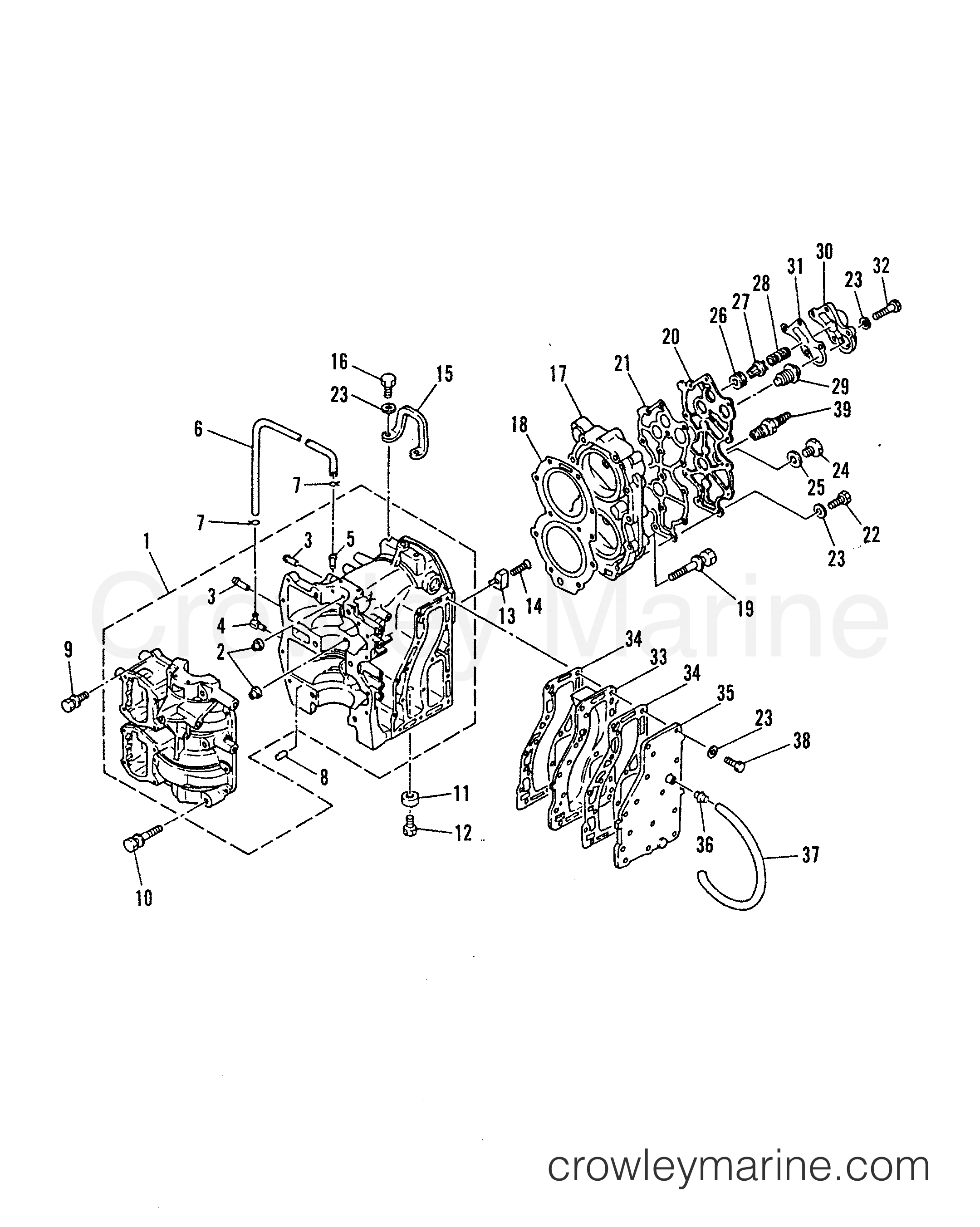1986 Outboard 40 [ELO] - 7040716 - CRANKCASE AND CYLINDER HEAD