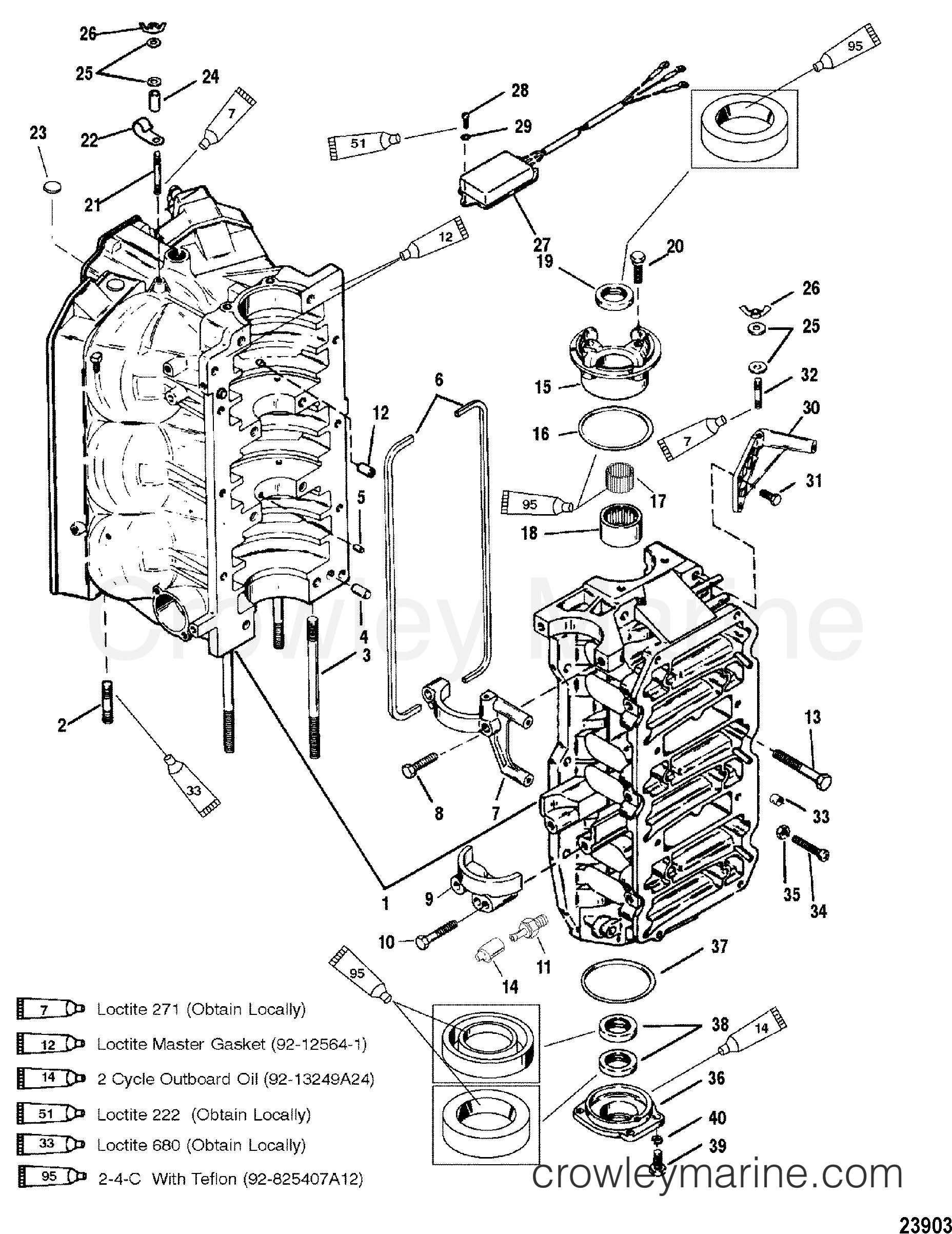 CYLINDER BLOCK AND END CAPS - 1999 Outboard 135 [L] 1135412VD | Crowley ...