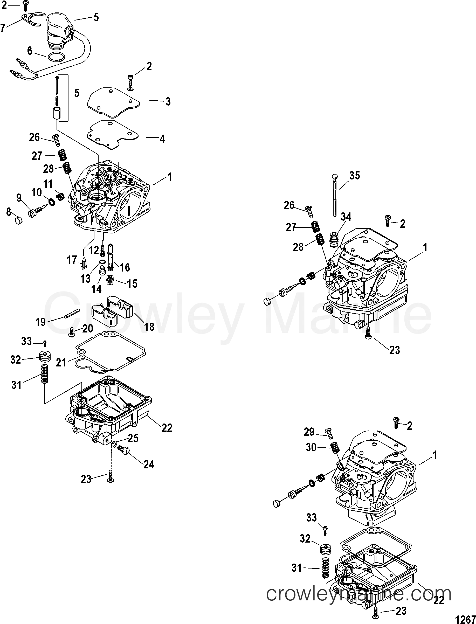 Serial Range Outboard 40 CARB (3 CYL.)(4-STROKE) - 1C018826 & Up - CARBURETOR