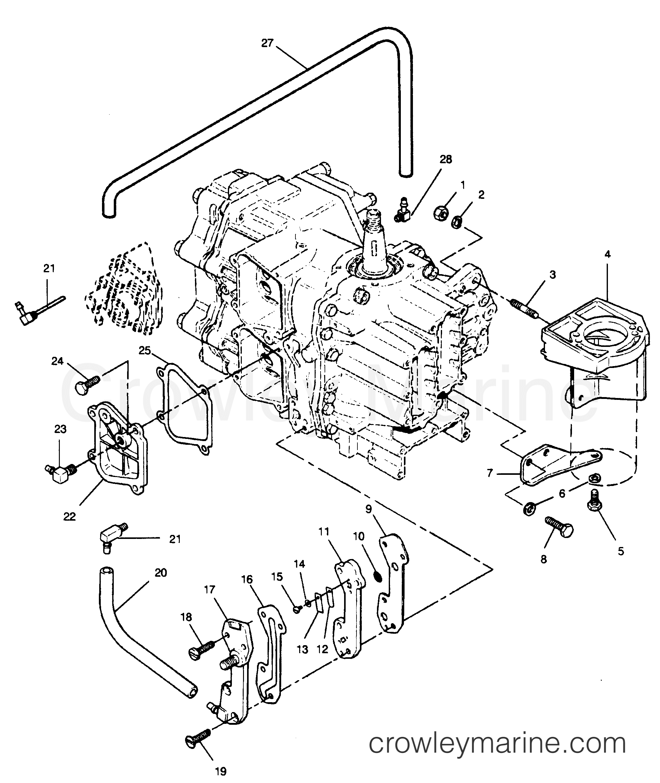 1990 Outboard 50 - 507F90B [Force] - RECIRCULATION SYSTEM AND STARTER BRACKETS