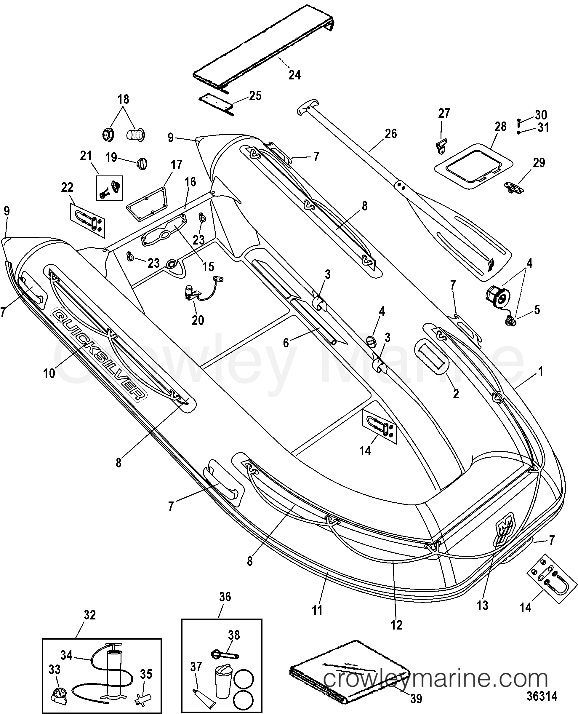 QUICKSILVER RIB OCEANRUNNER(330/350 MODELS) 2005 Inflatable Boat HYPALON [IB1] AA340036M