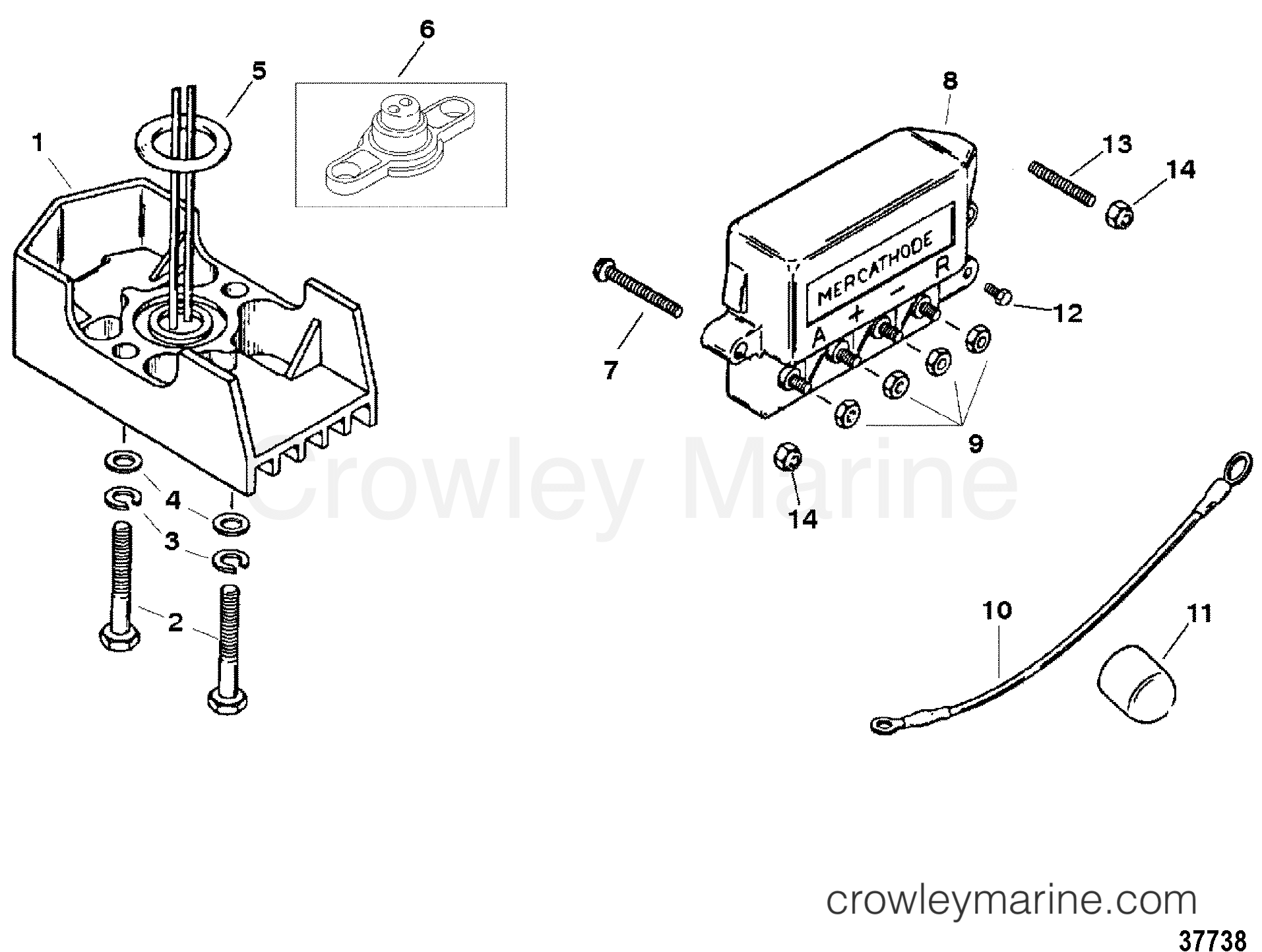 1996 Stern Drive 4.3L [ALPHA] - 443B100JS - MERCATHODE COMPONENTS