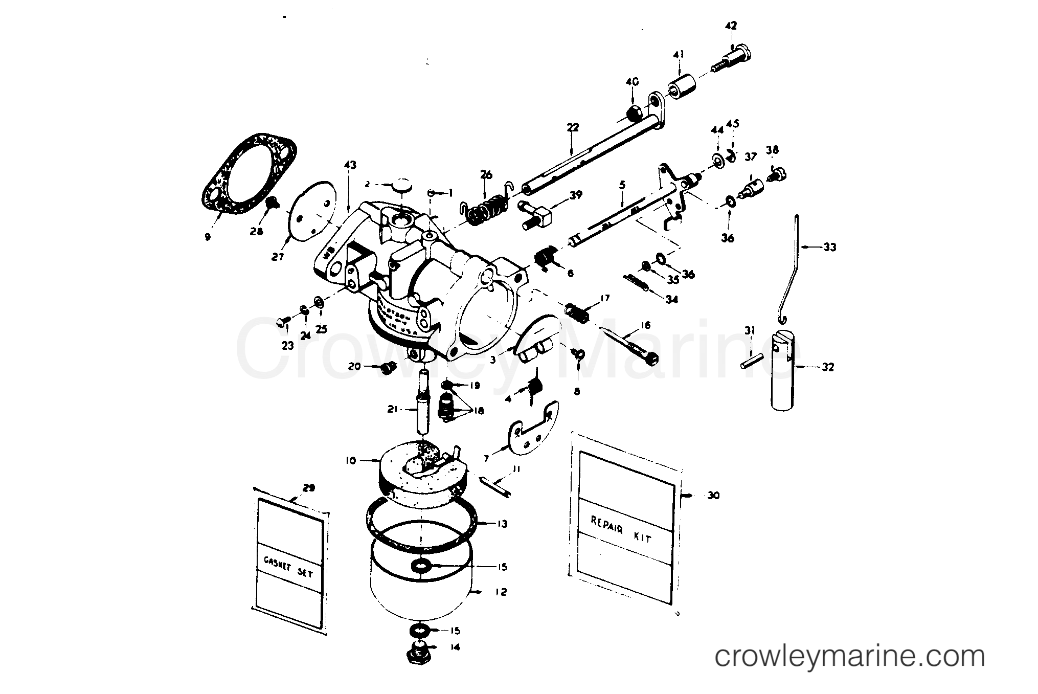 CARBURETOR 1975 Chrysler Outboard 25 252HB Crowley Marine