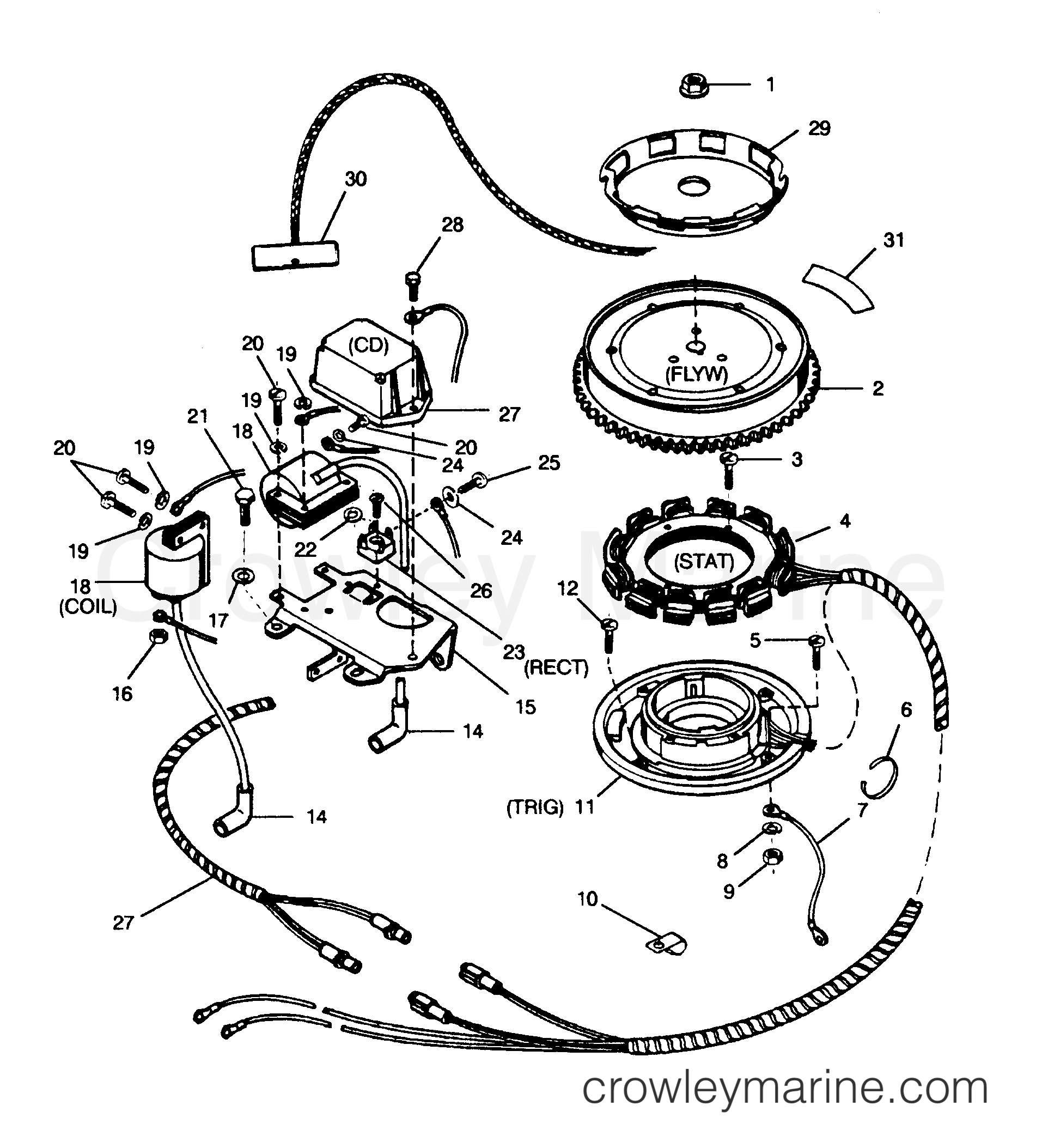 1991 Outboard 25 - H0256E91B [B] - IGNITION COMPONENTS