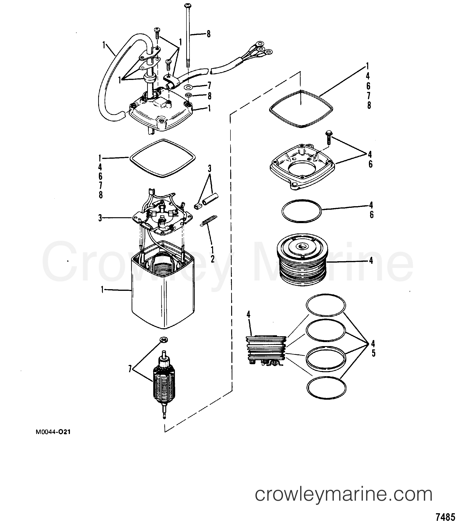 1985 Outboard 90 [ELPT] - 7090625 - POWER TRIM PUMP(EATON RECTANGULAR MOTOR)