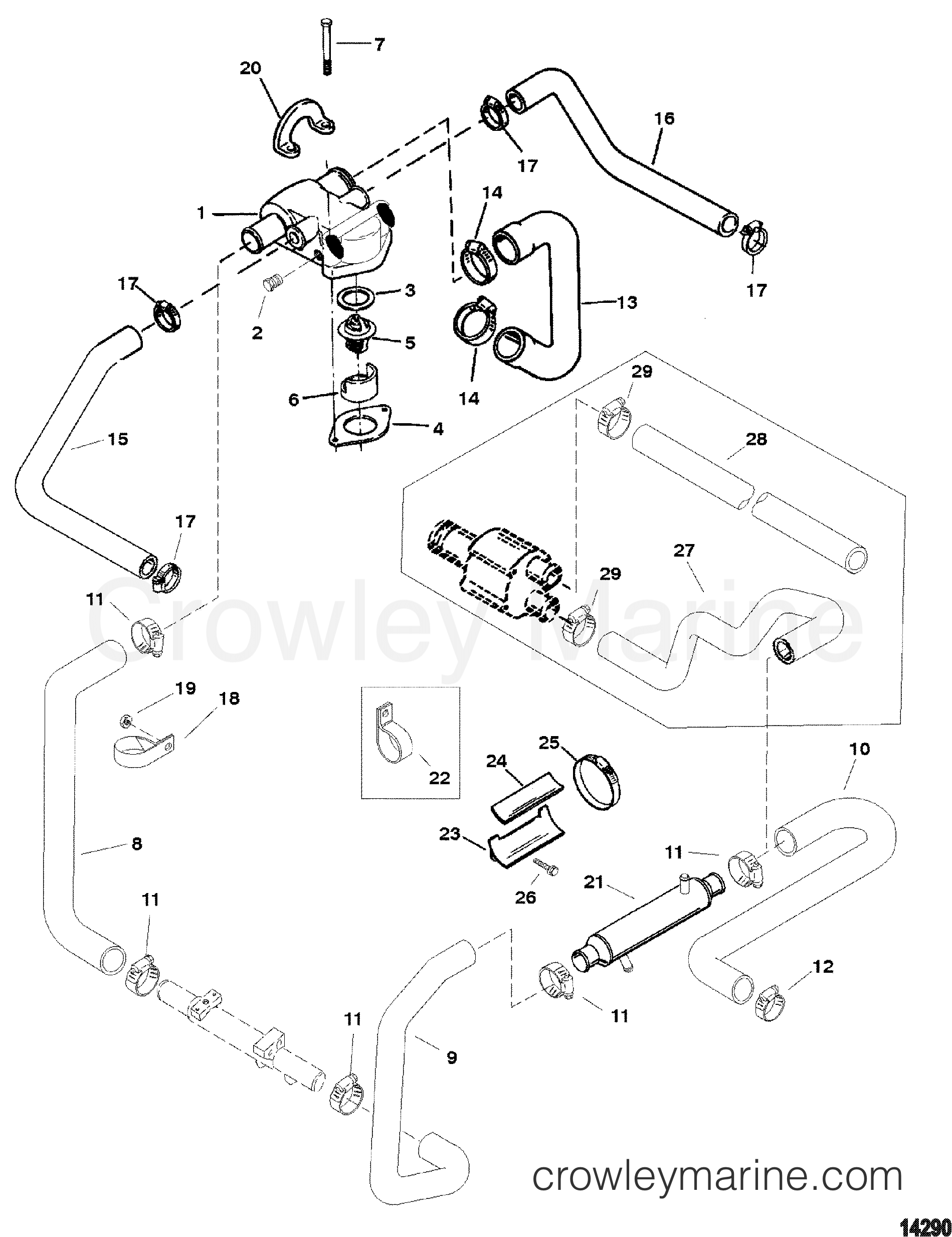 STANDARD COOLING SYSTEM(FUEL COOLED SYSTEM) - 1996 Mercruiser 262TBI
