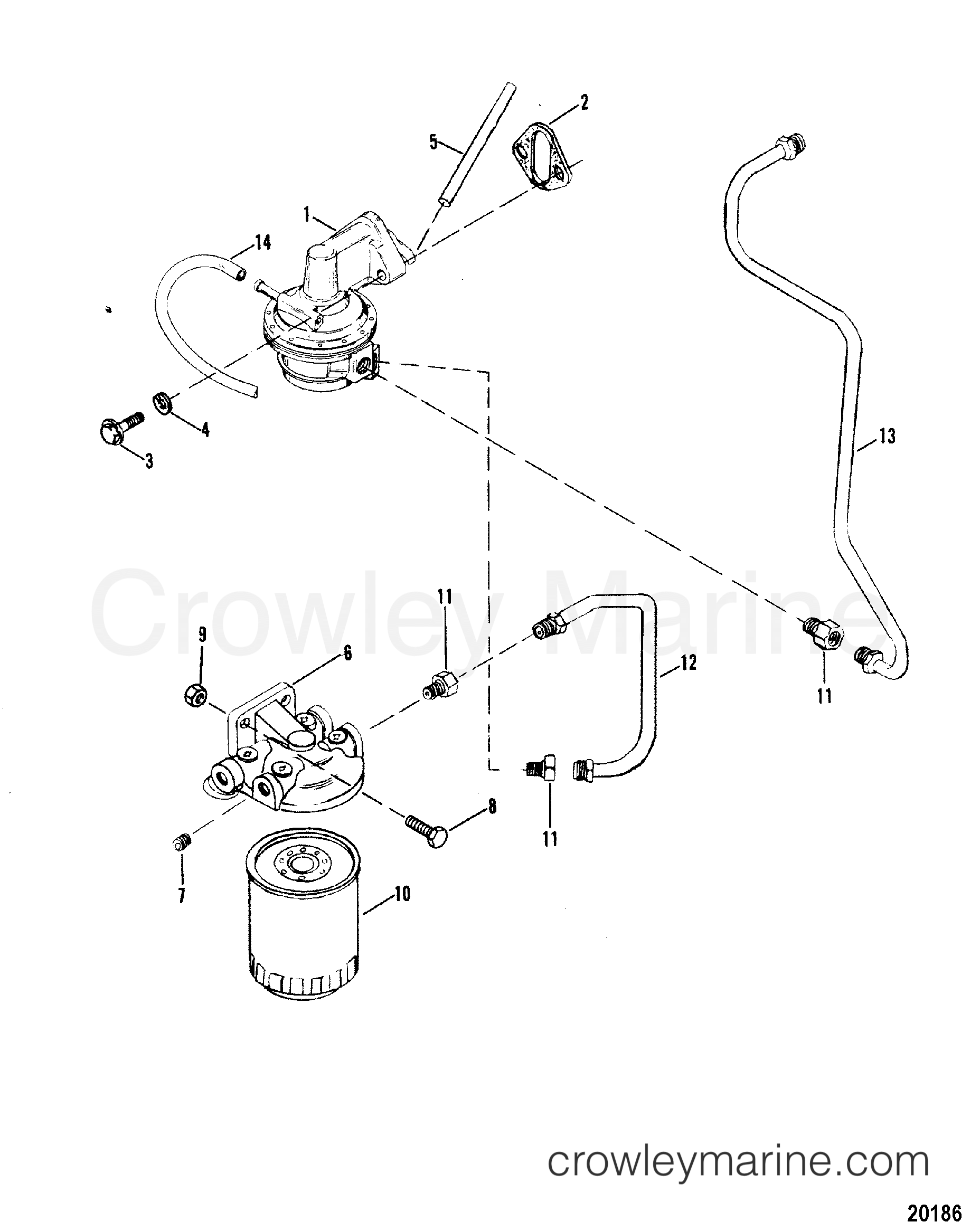 FUEL PUMP AND FUEL FILTER 1982 Stern Drive 330 03307332 Crowley Marine