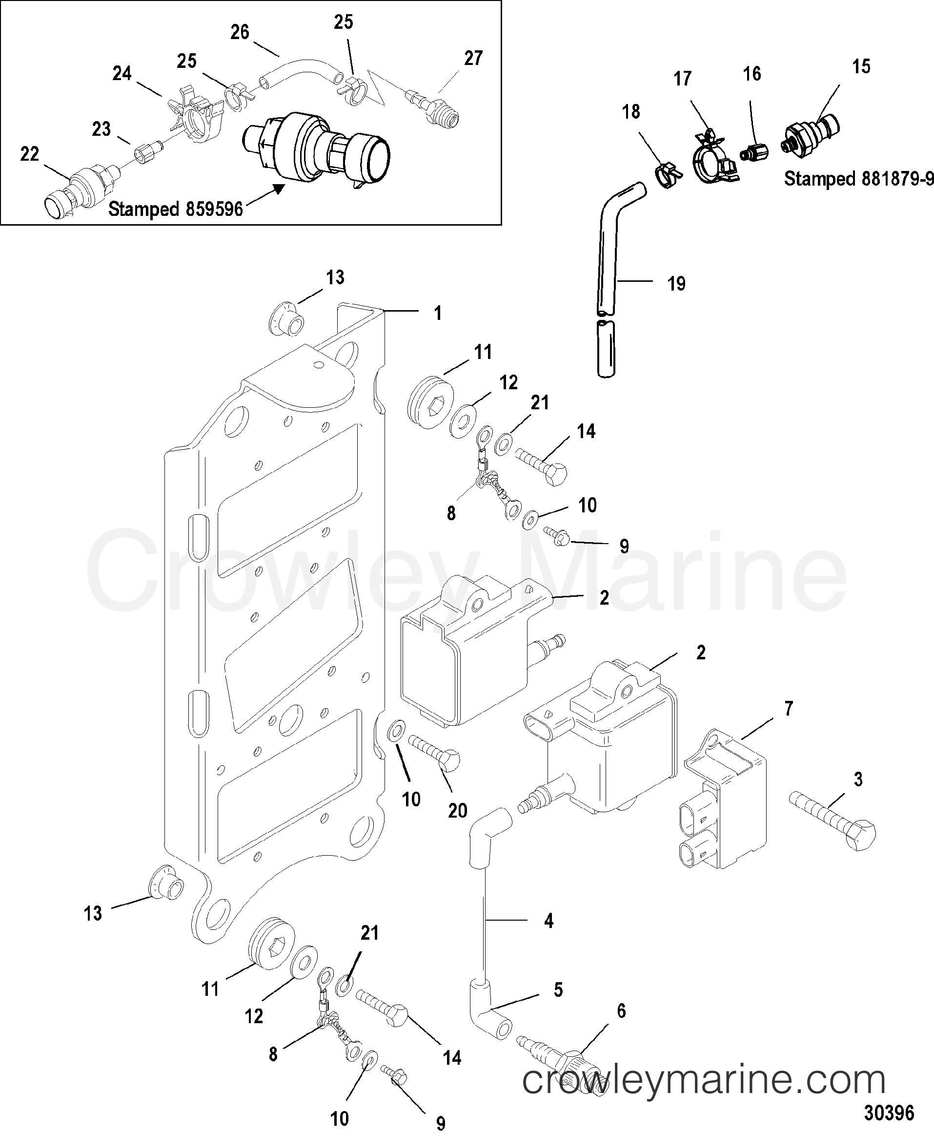 2002 Outboard 225DFI [CXL DIG] - 1225D842E - COIL PLATE