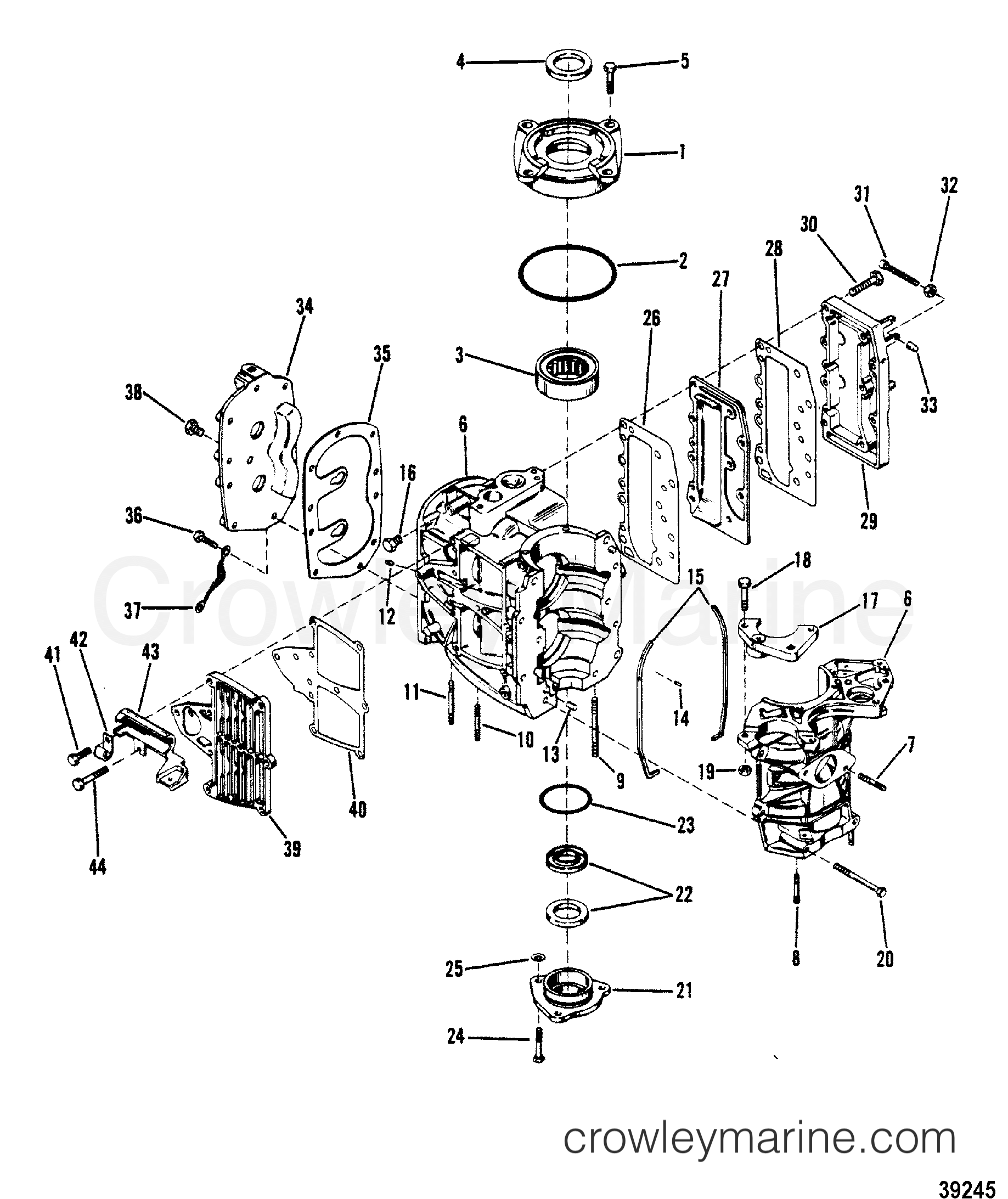 CYLINDER BLOCK CRANKCASE AND COVERS 1980 Outboard 40 [EH] 1040530
