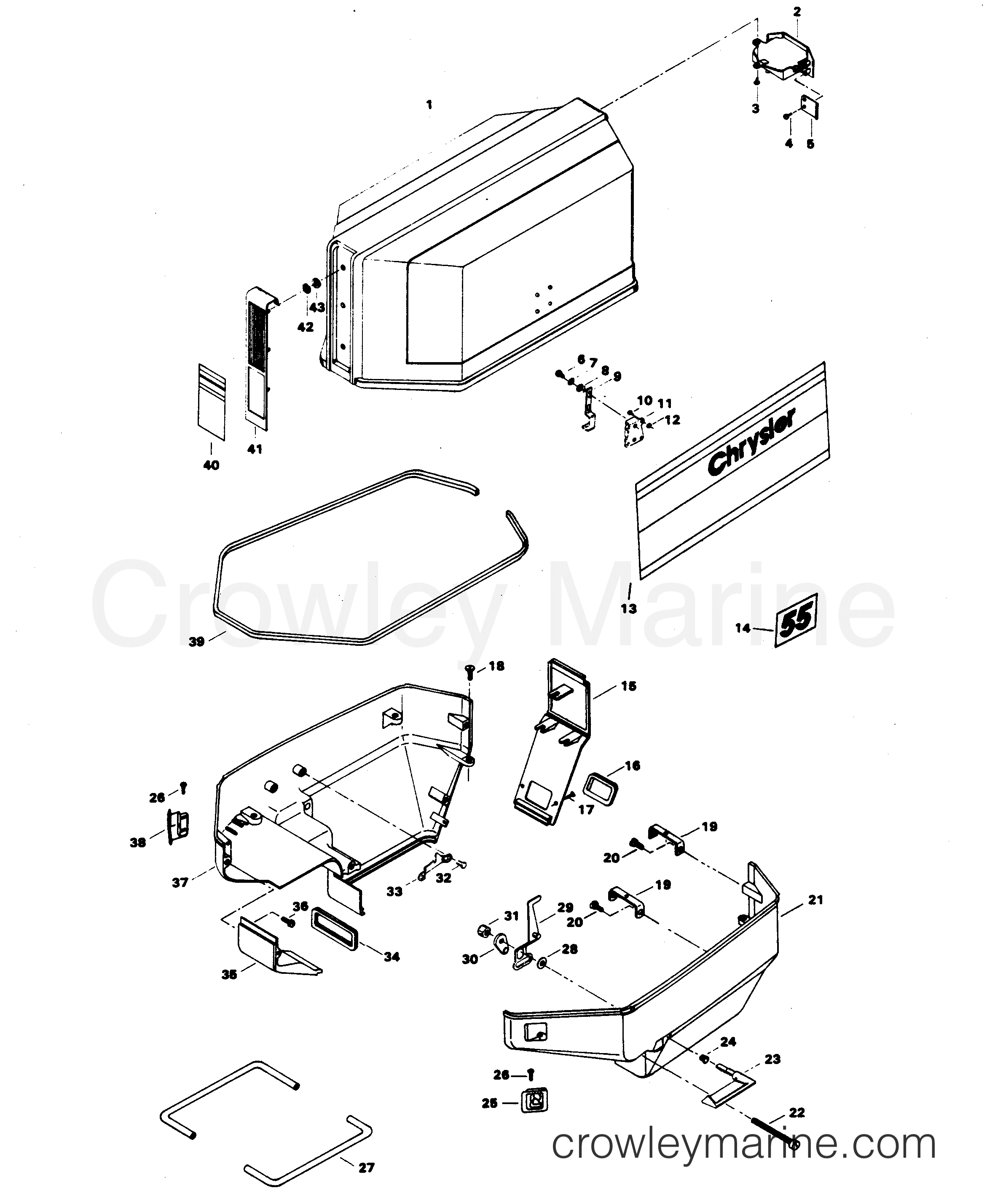 1982 Outboard 55 - 559B2P - ENGINE COVER AND SUPPORT PLATE