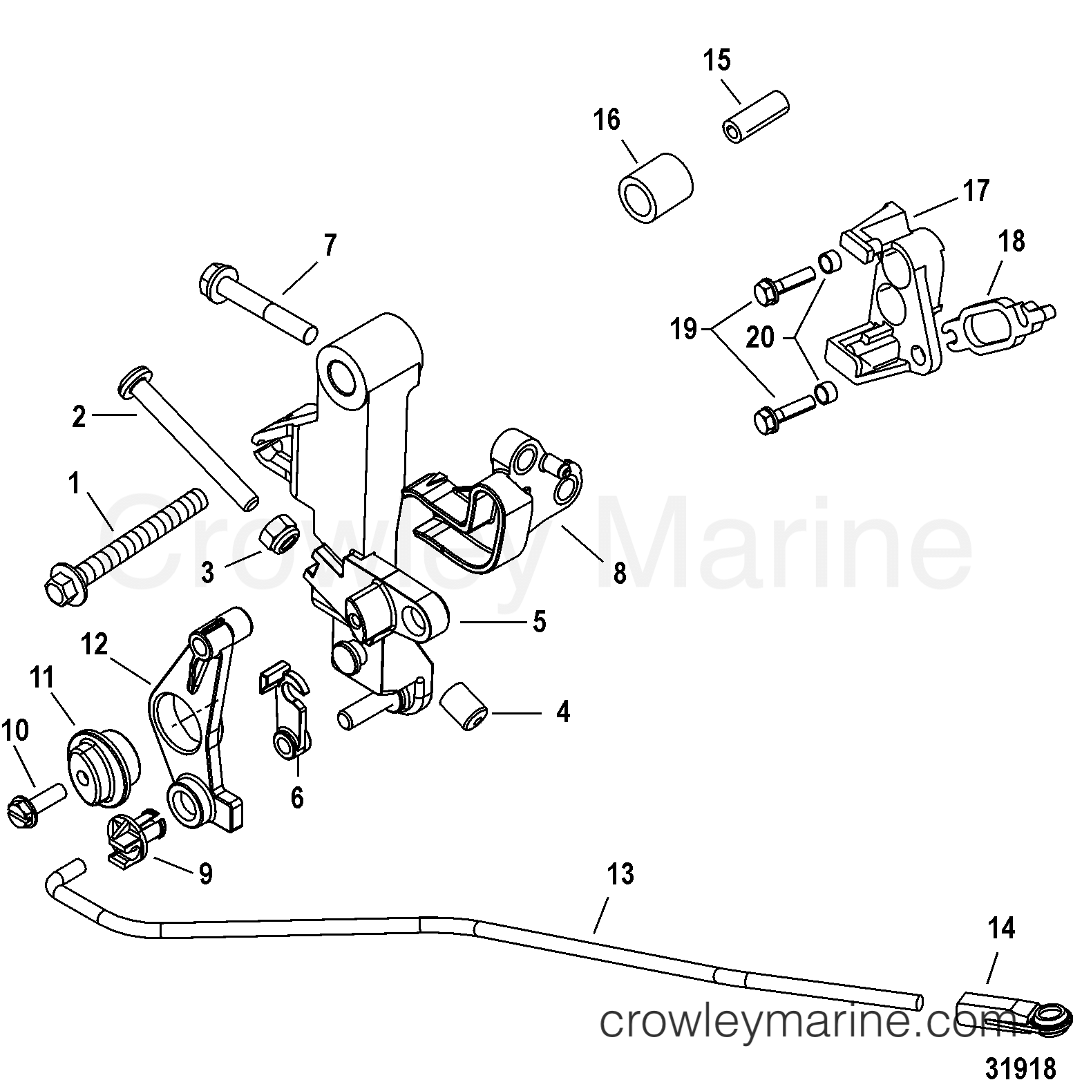 THROTTLE LINKAGE, JET 2006 Outboard 40EFI [ELPT 4] 7E41412ZB Crowley Marine