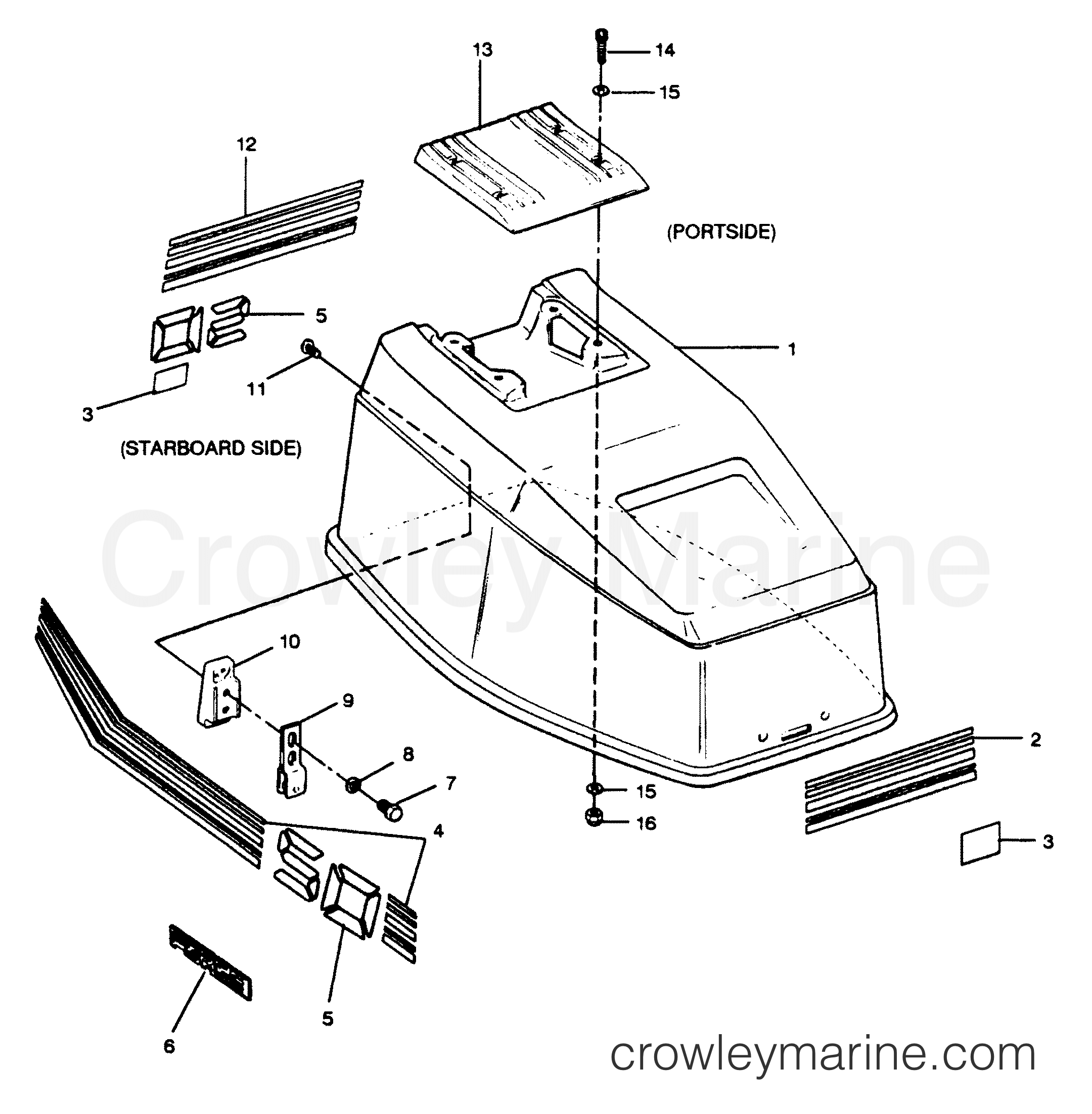 1988 Outboard 50 - 504S8D [Force] - ENGINE COVER FORCE MODELS