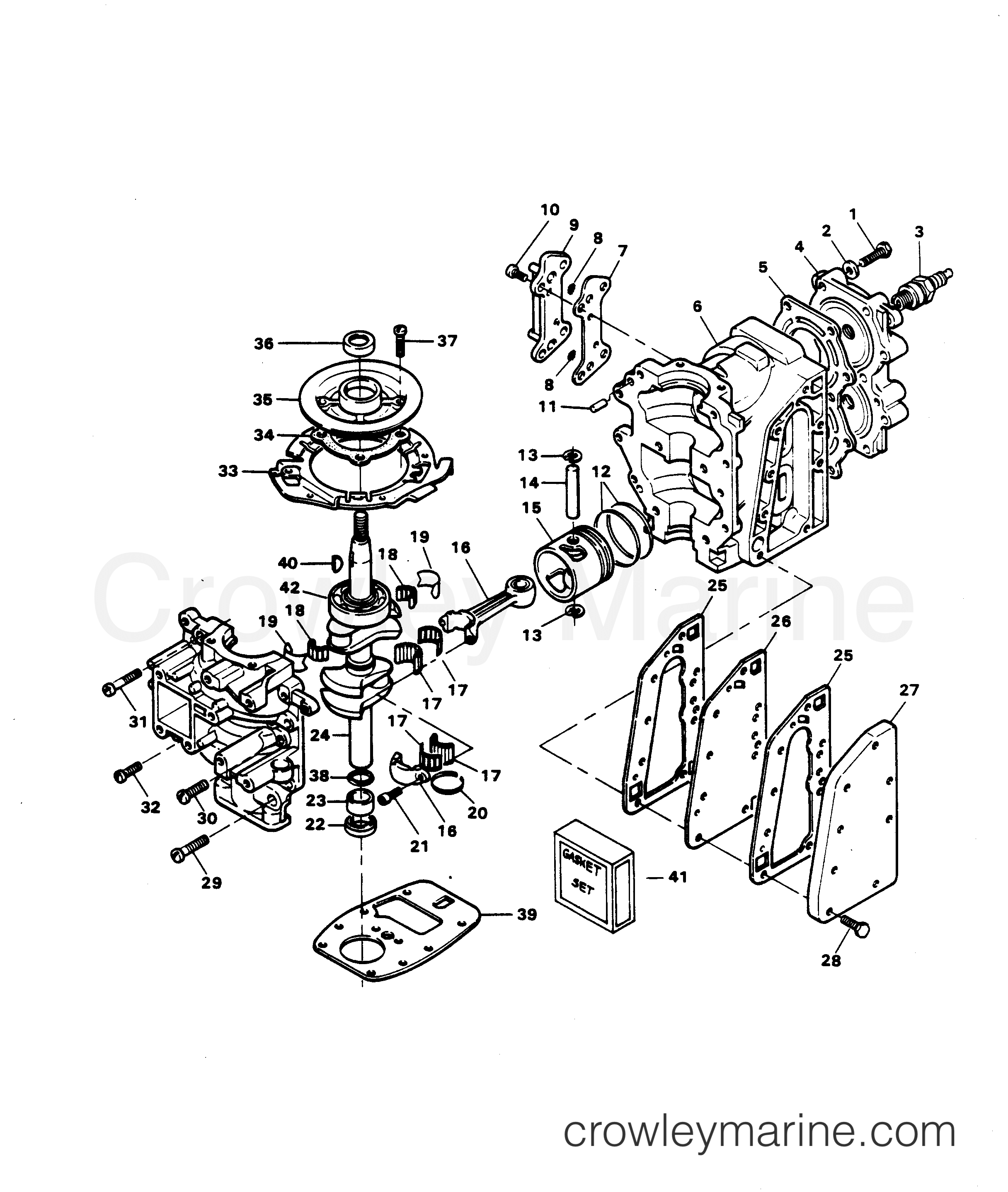 1982 Outboard 7.5 - 71H2C - POWER HEAD