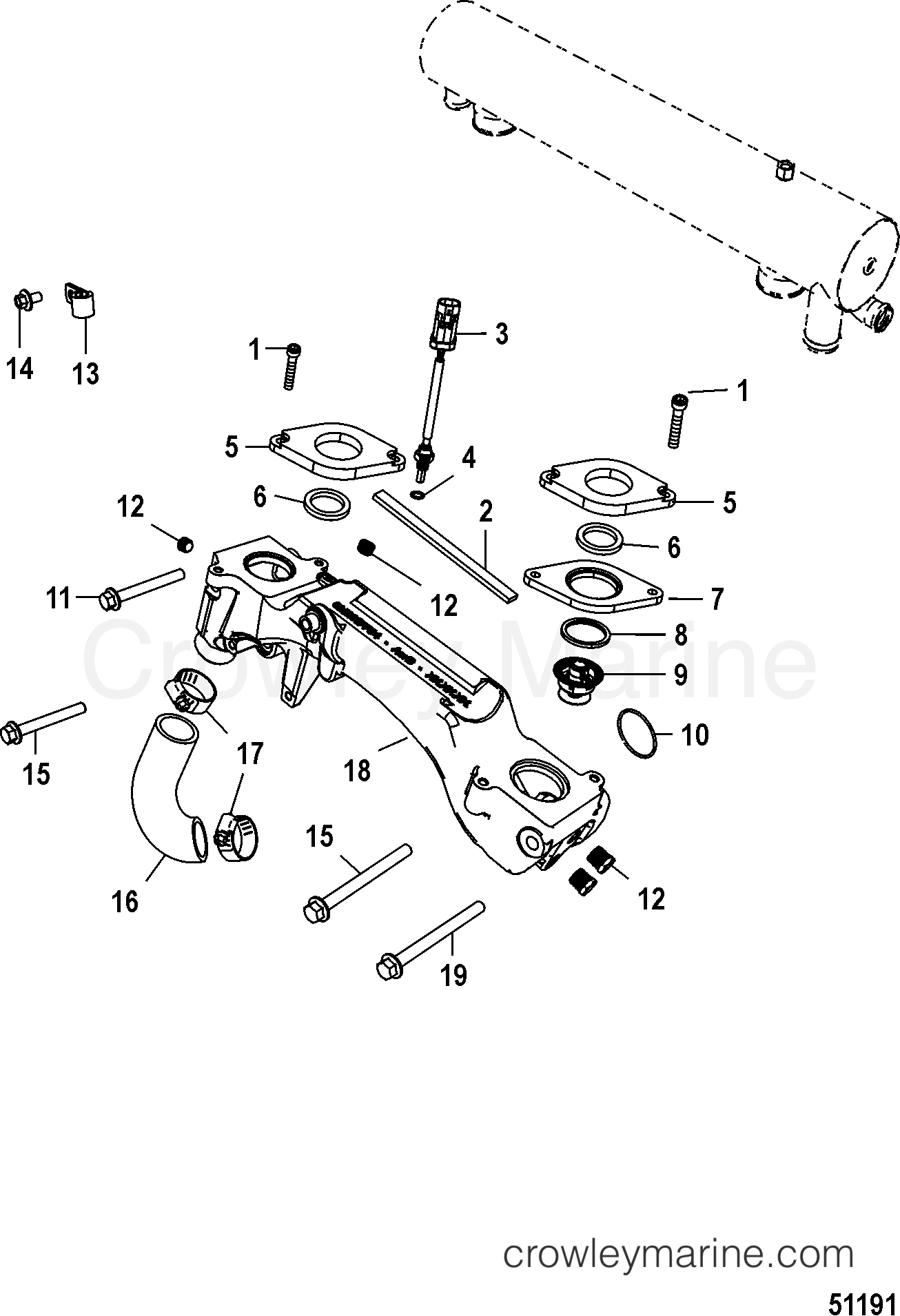 2014 Inboard Engine 8.2L HO [MPI DTS] - 30820022V - COOLING SYSTEM, CROSSOVER