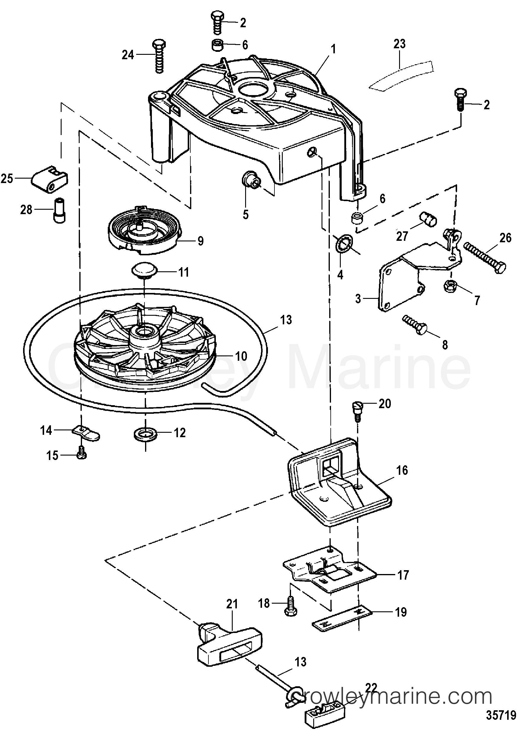 1998 Outboard 9.9 - H009201US [MH] - STARTER COMPONENTS