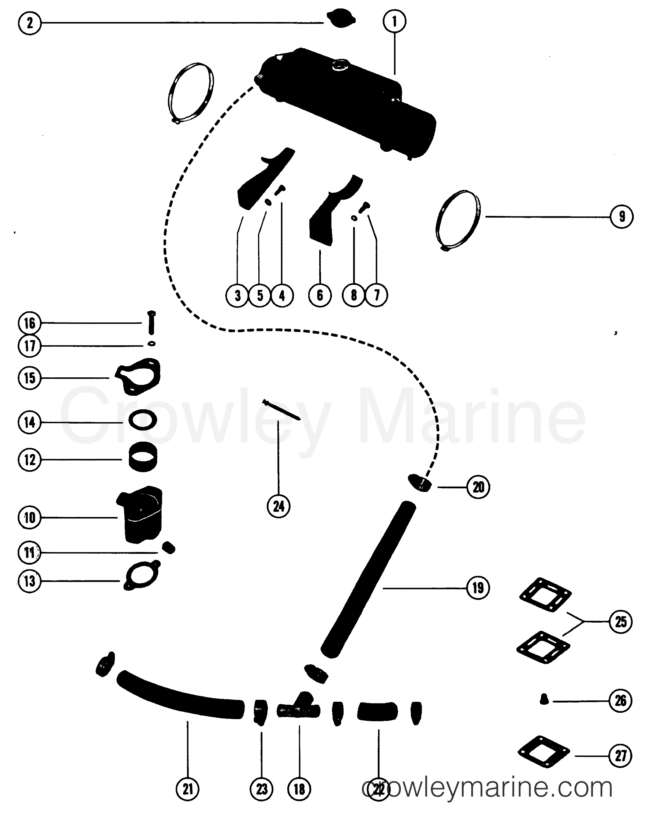 FRESH WATER COOLING KIT (MARINE 350) Various Years Rigging Exhaust