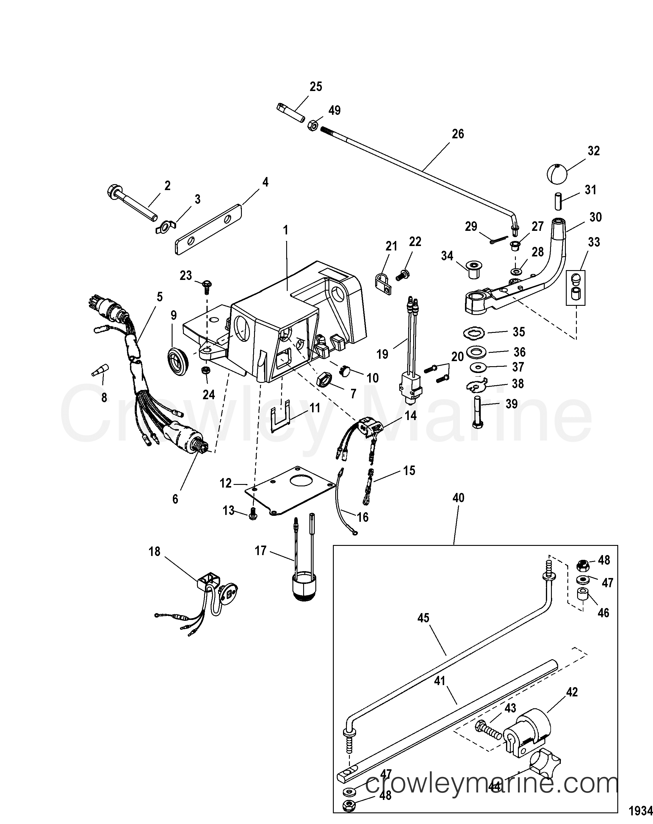 2002 Outboard 90 [EXLPT SW 4] - 7F90422LY - STEERING HANDLE KIT COMPONENTS