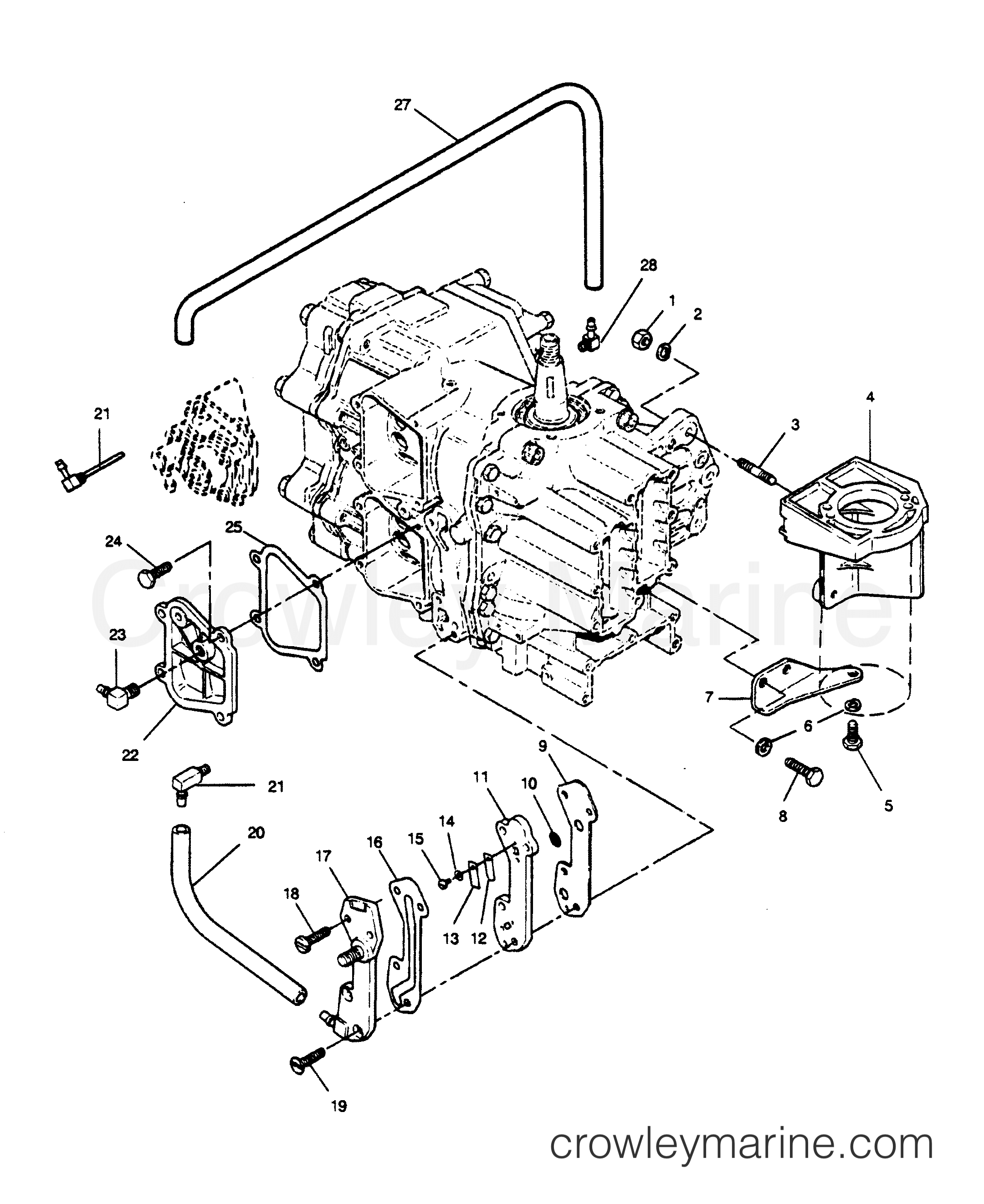 1990 Outboard 50 - 507F90C [Force] - RECIRCULATION SYSTEM AND STARTER BRACKETS