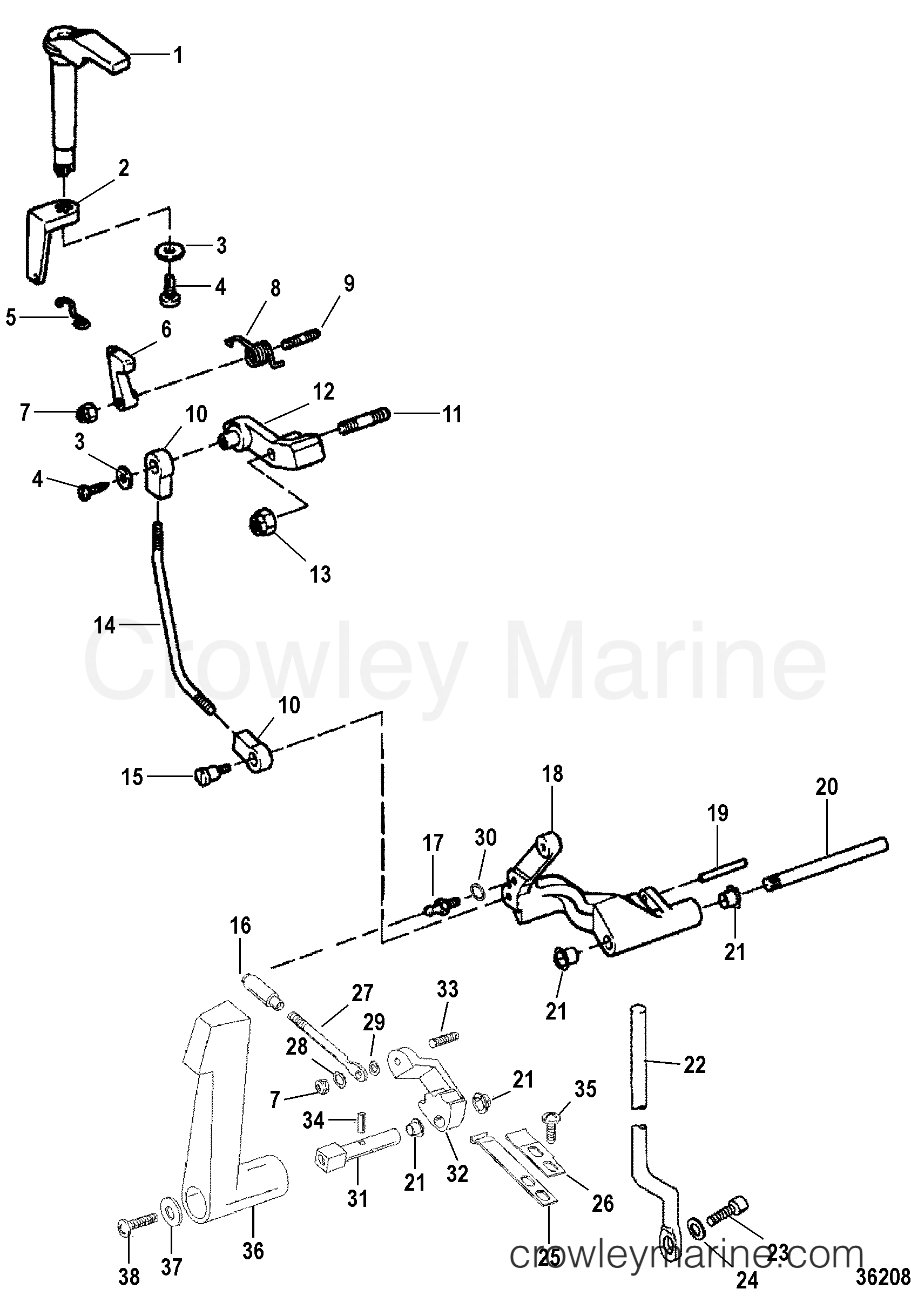 1998 Outboard 25 - H025201US [MH] - SHIFT LINKAGE