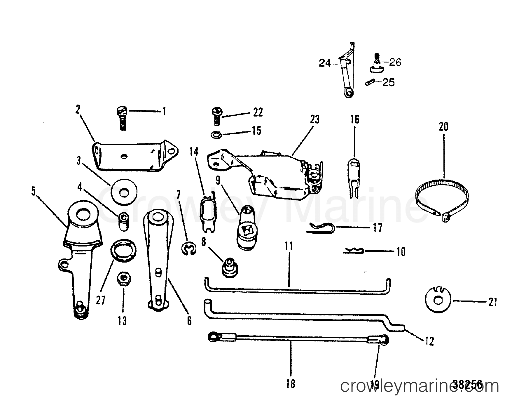 1988 Outboard 8 [MH] - 7008201ND - REMOTE CONTROL ATTACHING COMPONENTS