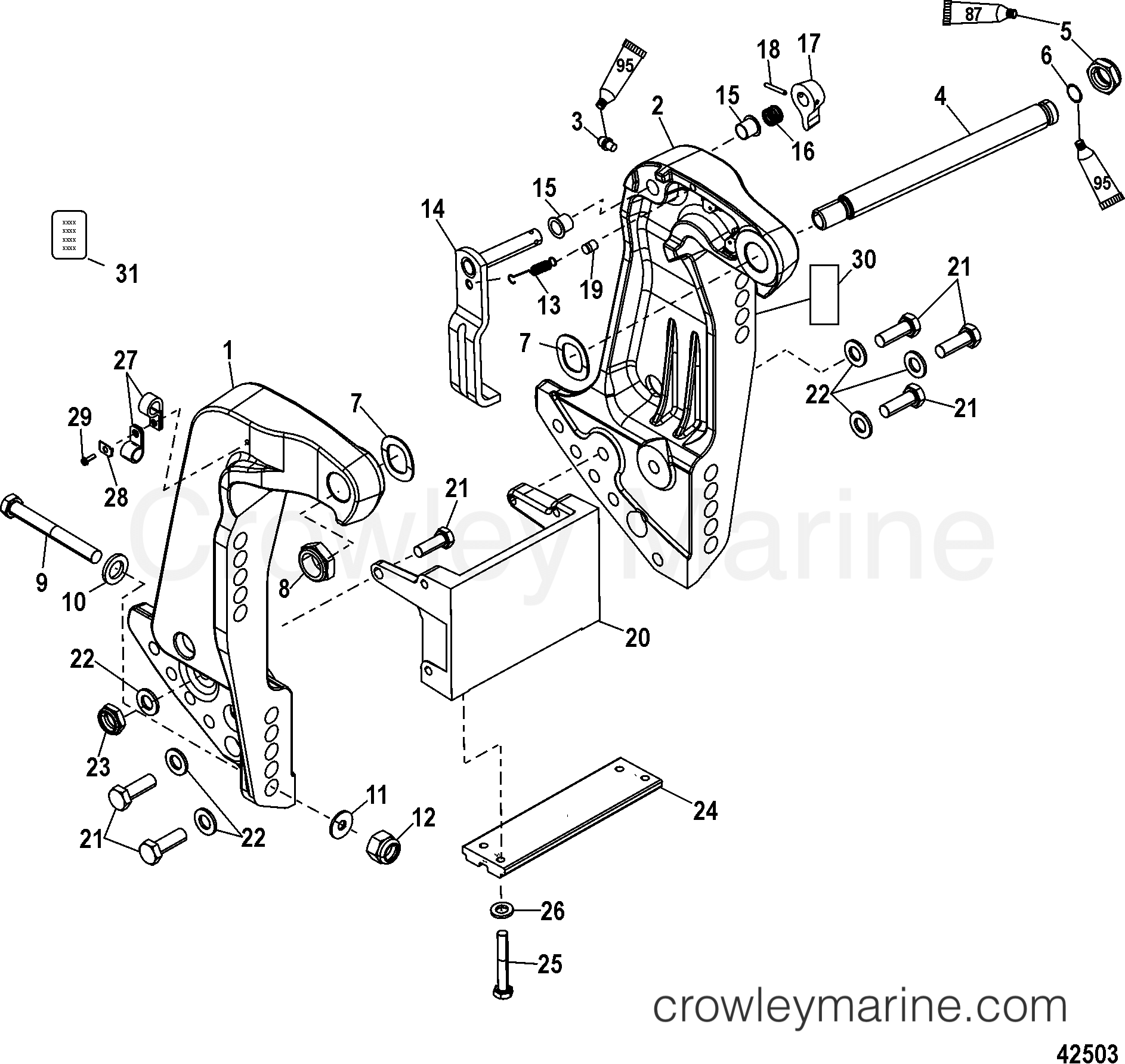 2006 Outboard 90EFI [EXLHPT 4] - 1F9042TEX - TRANSOM BRACKET