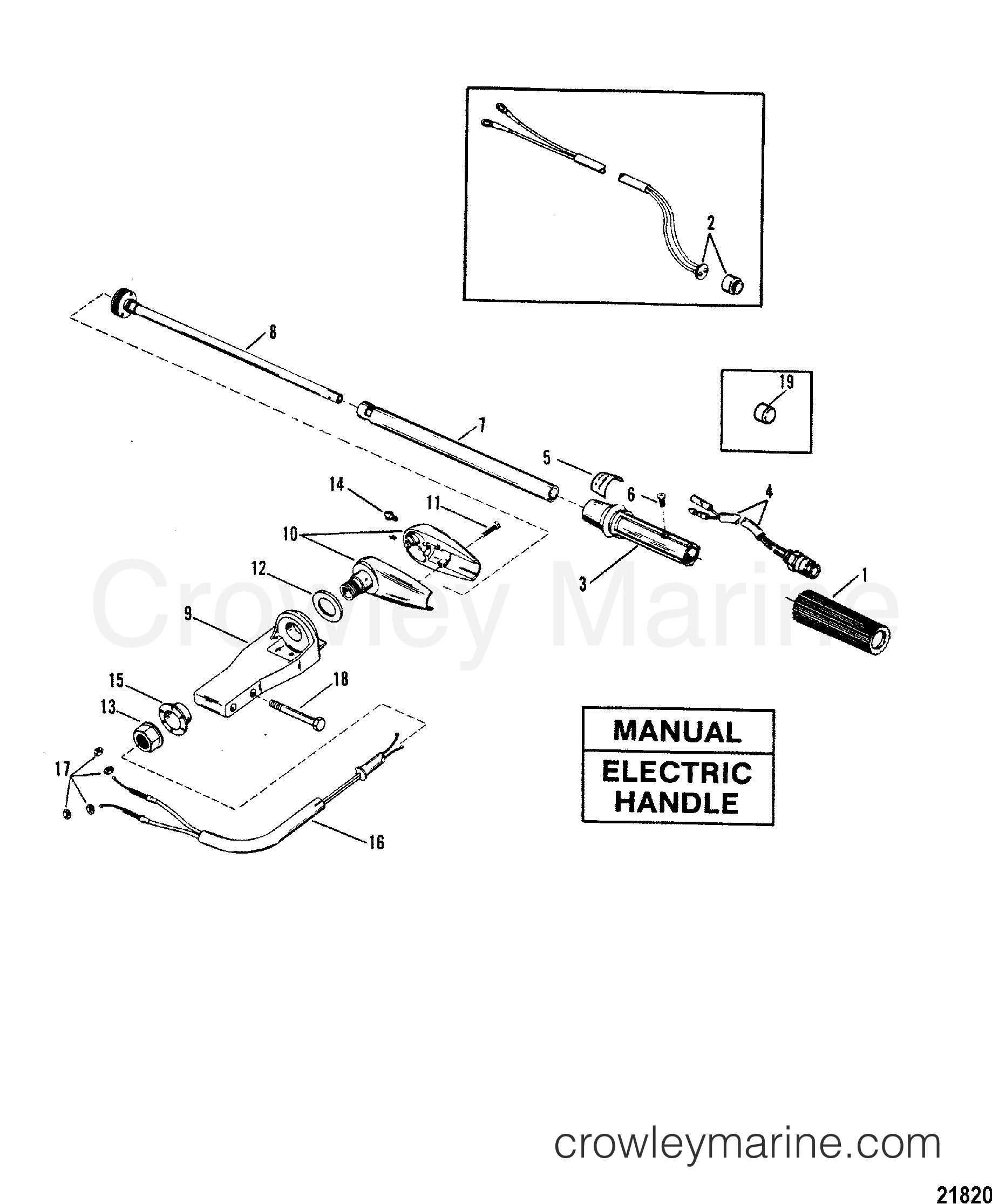 1989 Outboard 25 [MLH] - 7025211PD - STEERING HANDLE ASSEMBLY(MANUAL/ELECTRIC HANDLE)