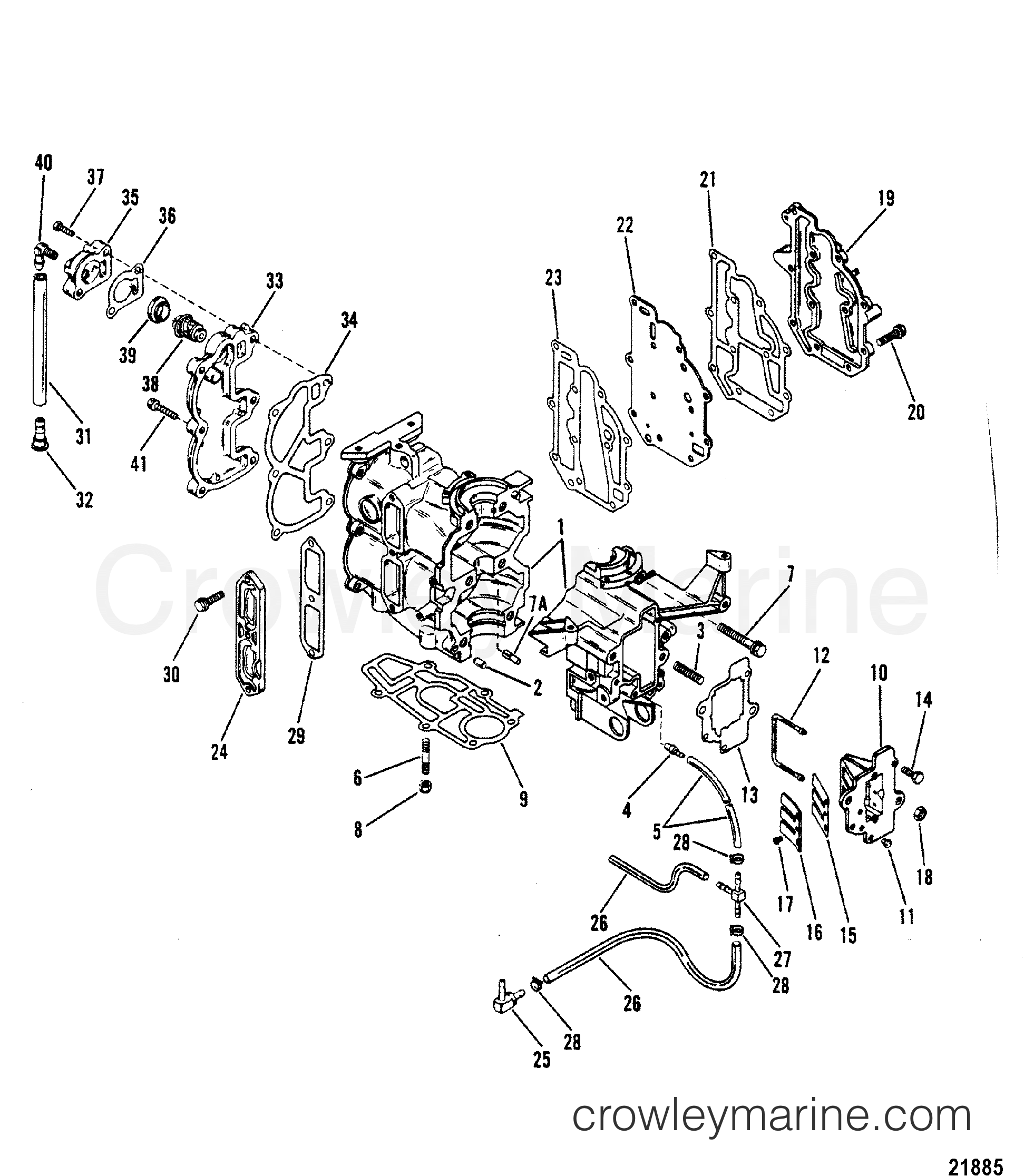 1993 Outboard 10 [MH/ALT] - 7010207BB - CYLINDER BLOCK AND COVERS