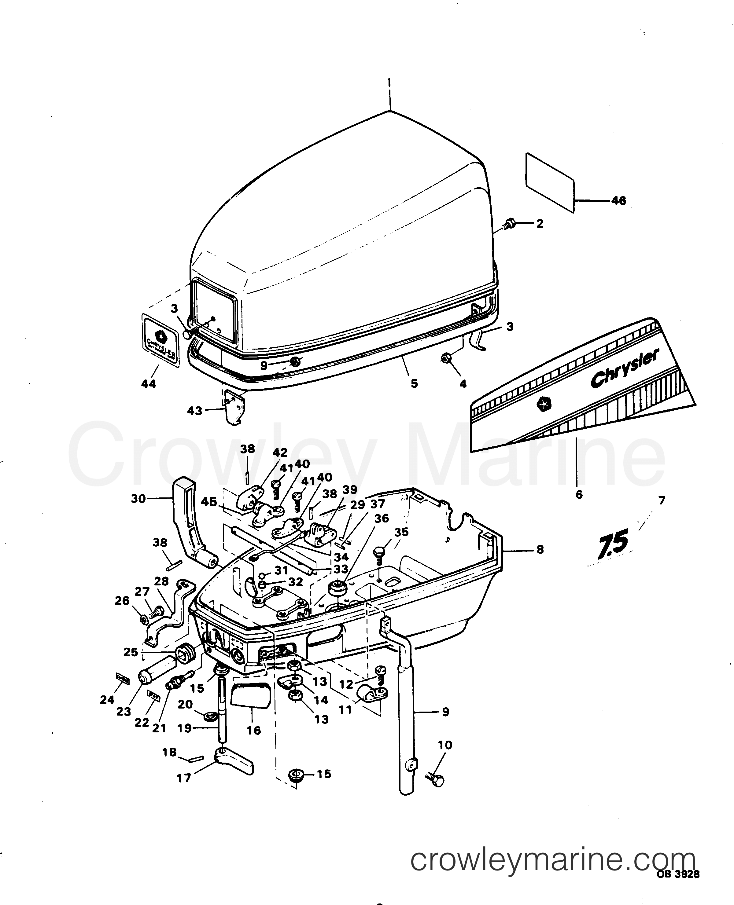 1985 Outboard 7.5 - 72F5A [Force] - ENGINE COVER AND SUPPORT PLATE