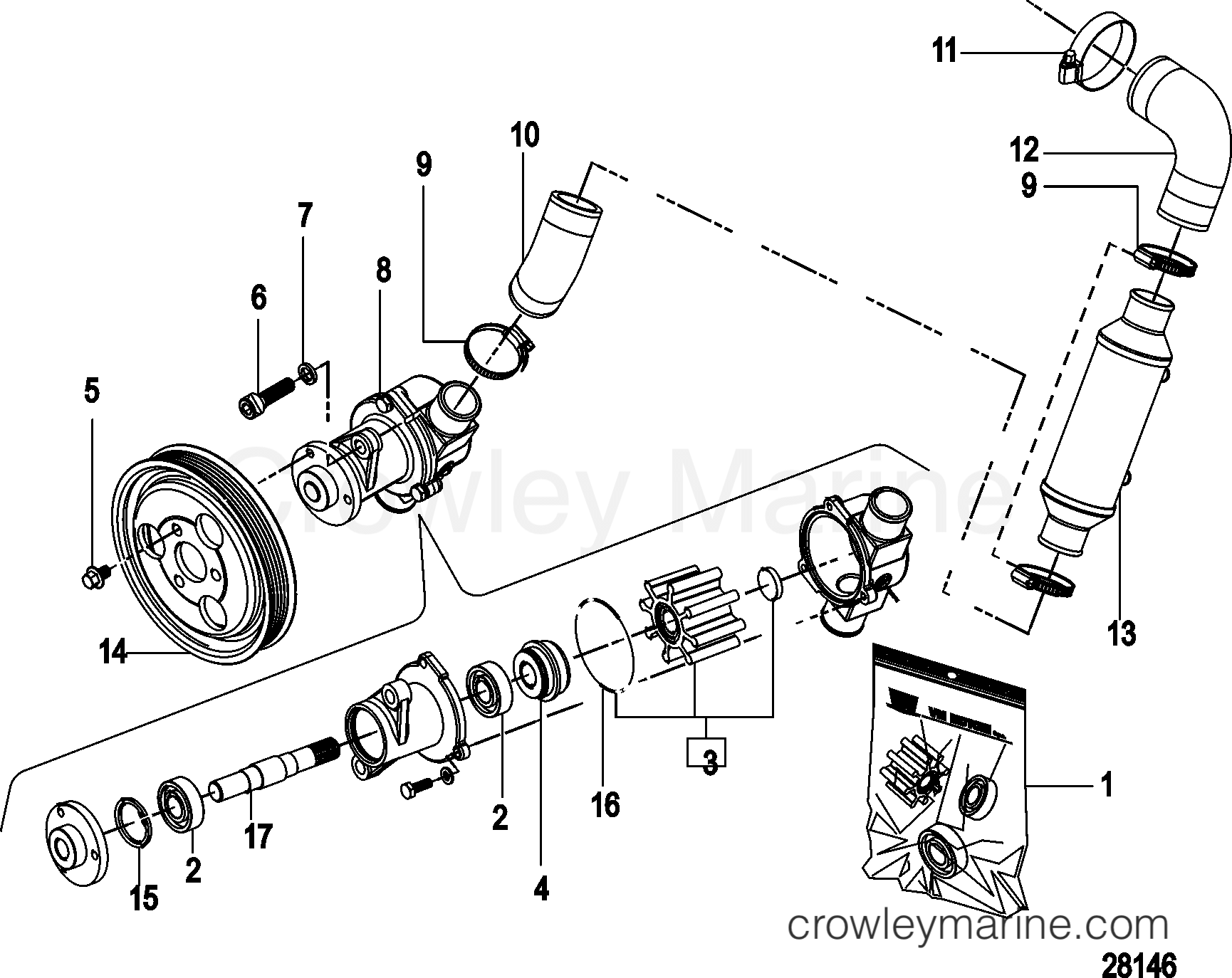 1998 Inboard Engine 2.0L QSD [EI 150] - 30200045F - WATER PUMP
