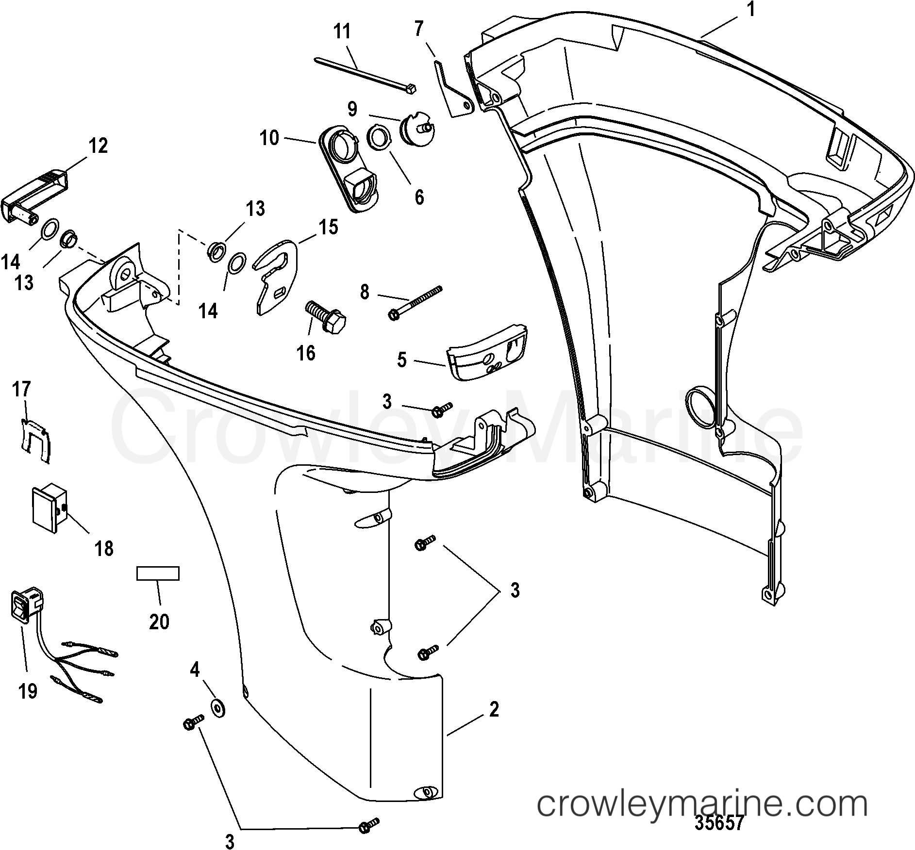 1998 Outboard 25 [ELPT 4] - 7F25412GD - BOTTOM COWL