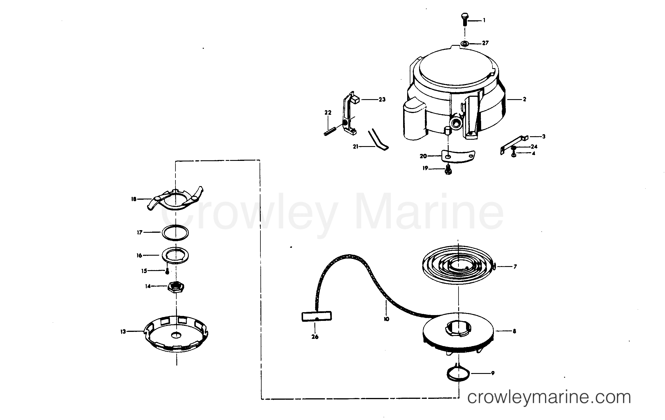 1980 Chrysler Outboard 30 - 307B0C HAND STARTER section