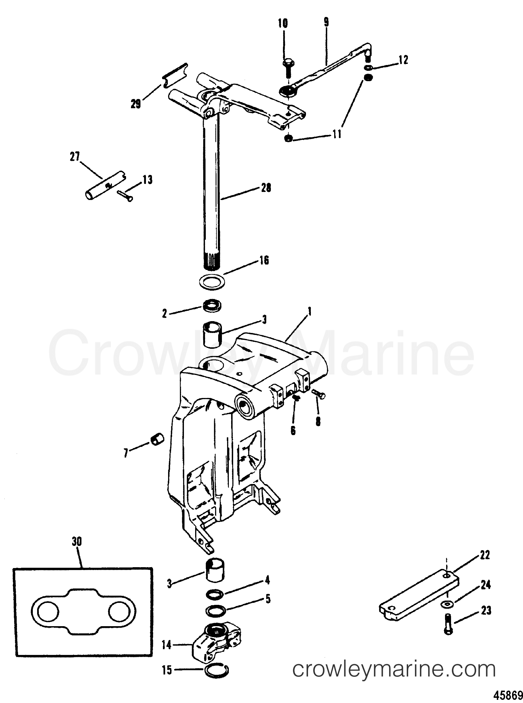 SWIVEL BRACKET AND STEERING ARM 1995 Outboard 120 H120412RD [ELPT