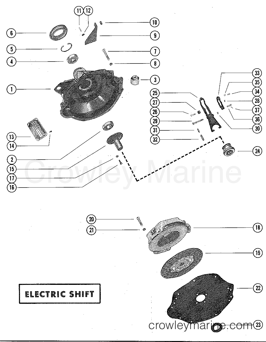 FLYWHEEL HOUSING AND CLUTCH PLATE - Serial Range Stern Drive 215  