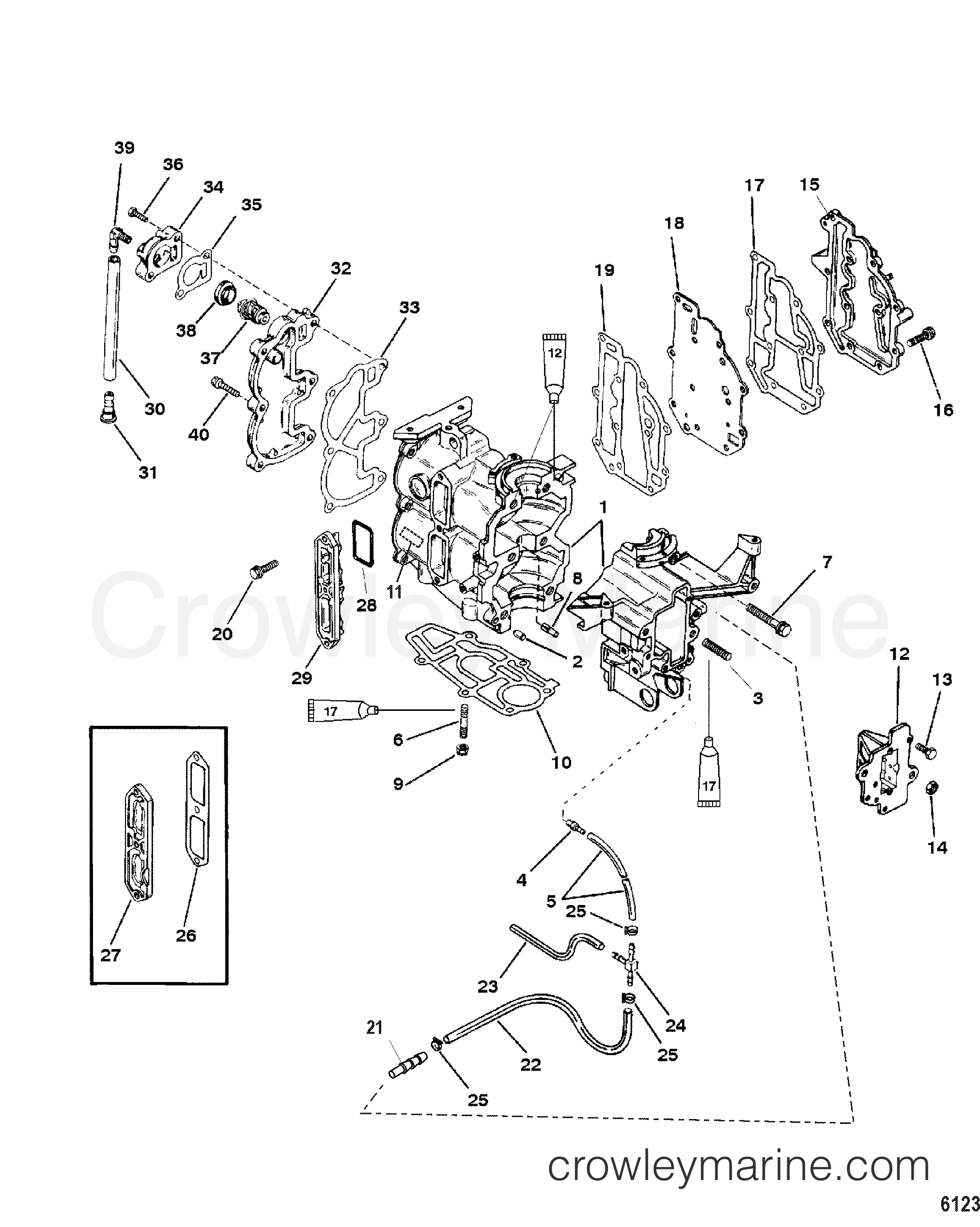 2006 Outboard 15 [MH] - 7015201UD - CYLINDER BLOCK AND COVERS