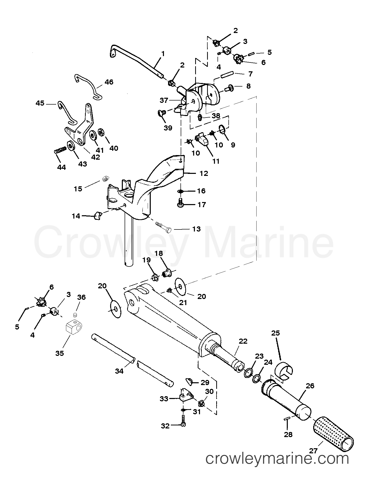 TILLER HANDLE AND THROTTLE LINKAGE 1996 Outboard 25 225.582500