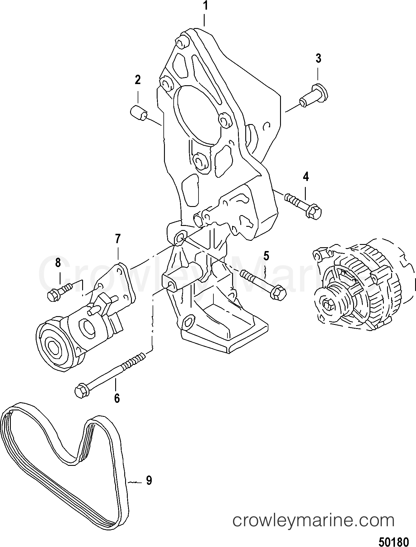2012 Inboard Engine 1.9L TDI - 3D190020D - ALTERNATOR, CONNECTING AND MOUNTING