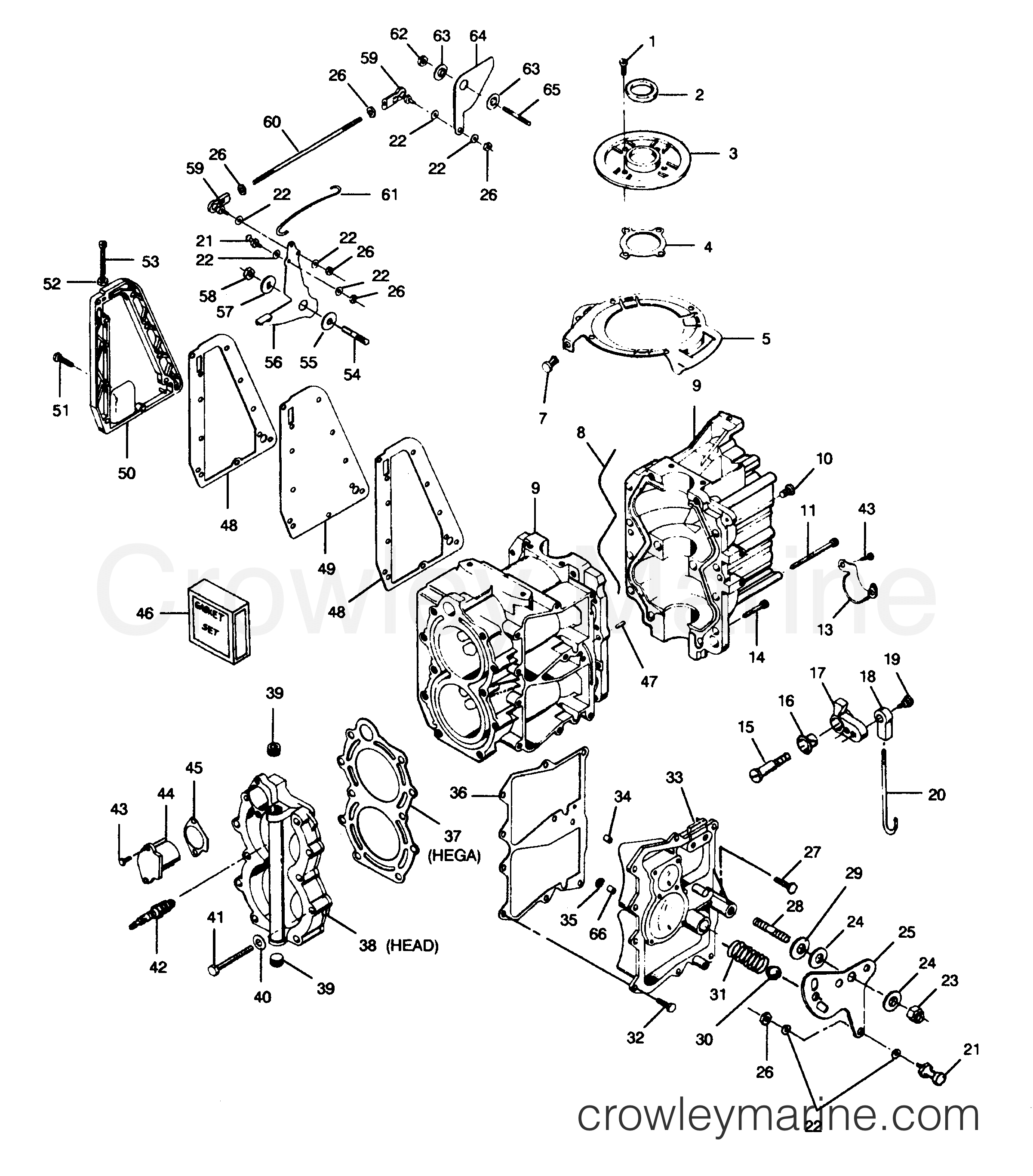 1991 Outboard 35 - 356E91B [Force] - POWER HEAD