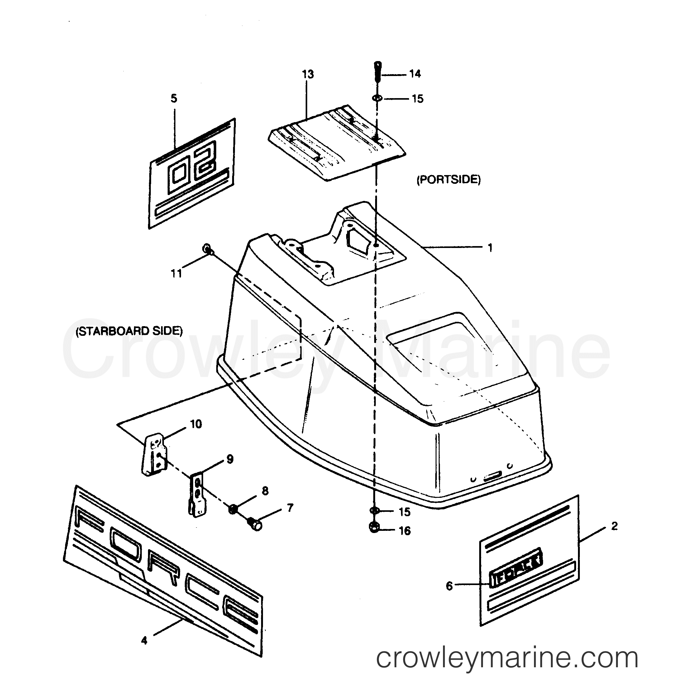 1991 Outboard 50 - 507X91C [Force] - ENGINE COVER FORCE MODELS