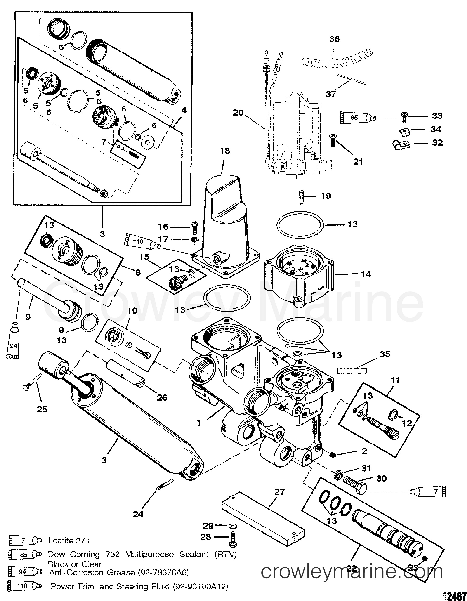 2000 Outboard 200DFI [XL SW] - 7200483JD - POWER TRIM COMPONENTS