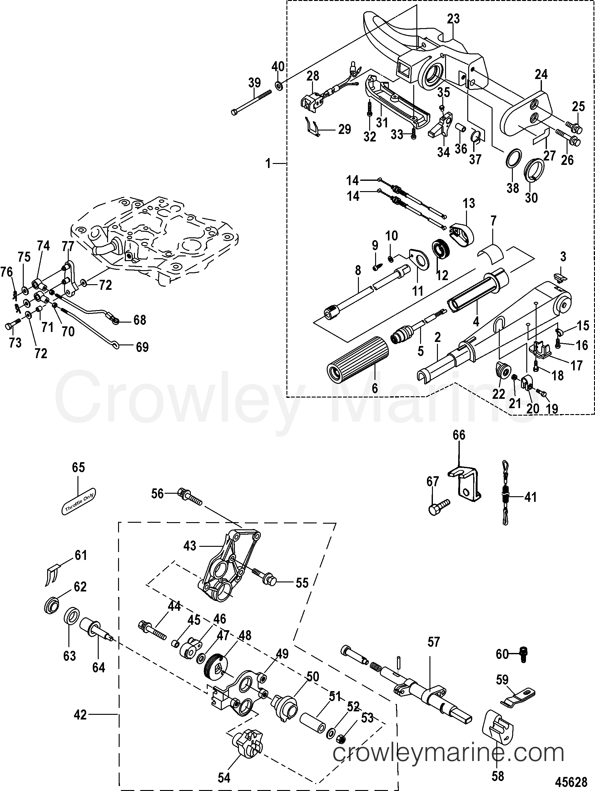 TILLER HANDLE CONVERSION KIT, MANUAL 8M0051061 Various Years